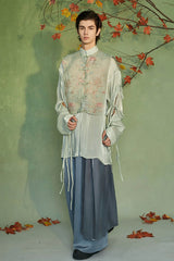 JIECHI Embroidery Double-Layered Vest Silky Shirt