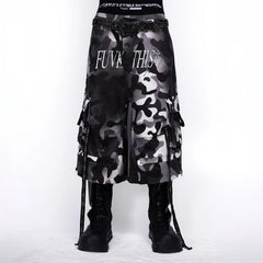 FVVO Distressed Rivet Strap Cargo Shorts Camo