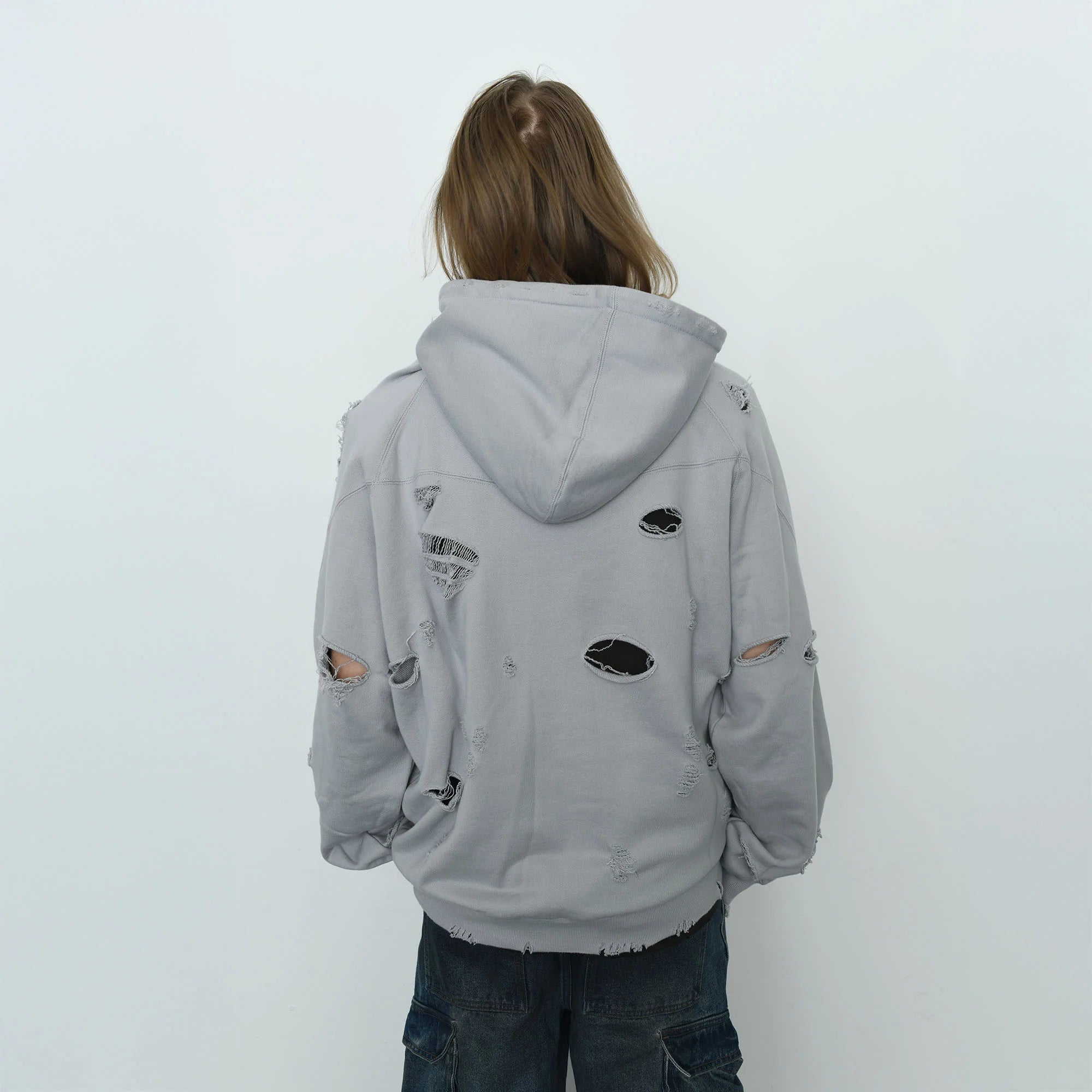 EGOFETCH Ripped Oversized Hoodie