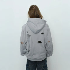 EGOFETCH Ripped Oversized Hoodie