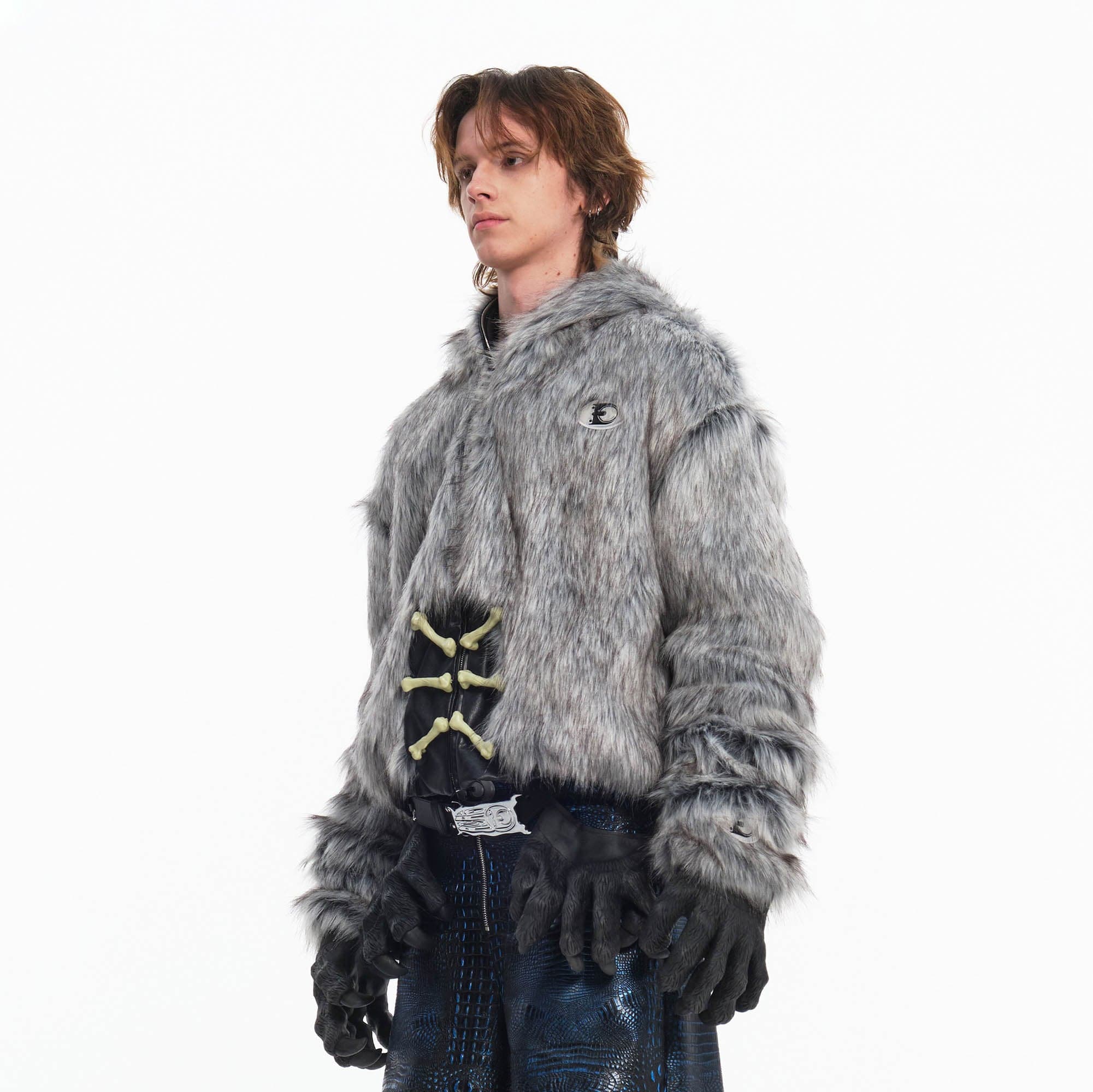 EMBRYO Detachable Beast Claw Faux Fur Hooded Jacket