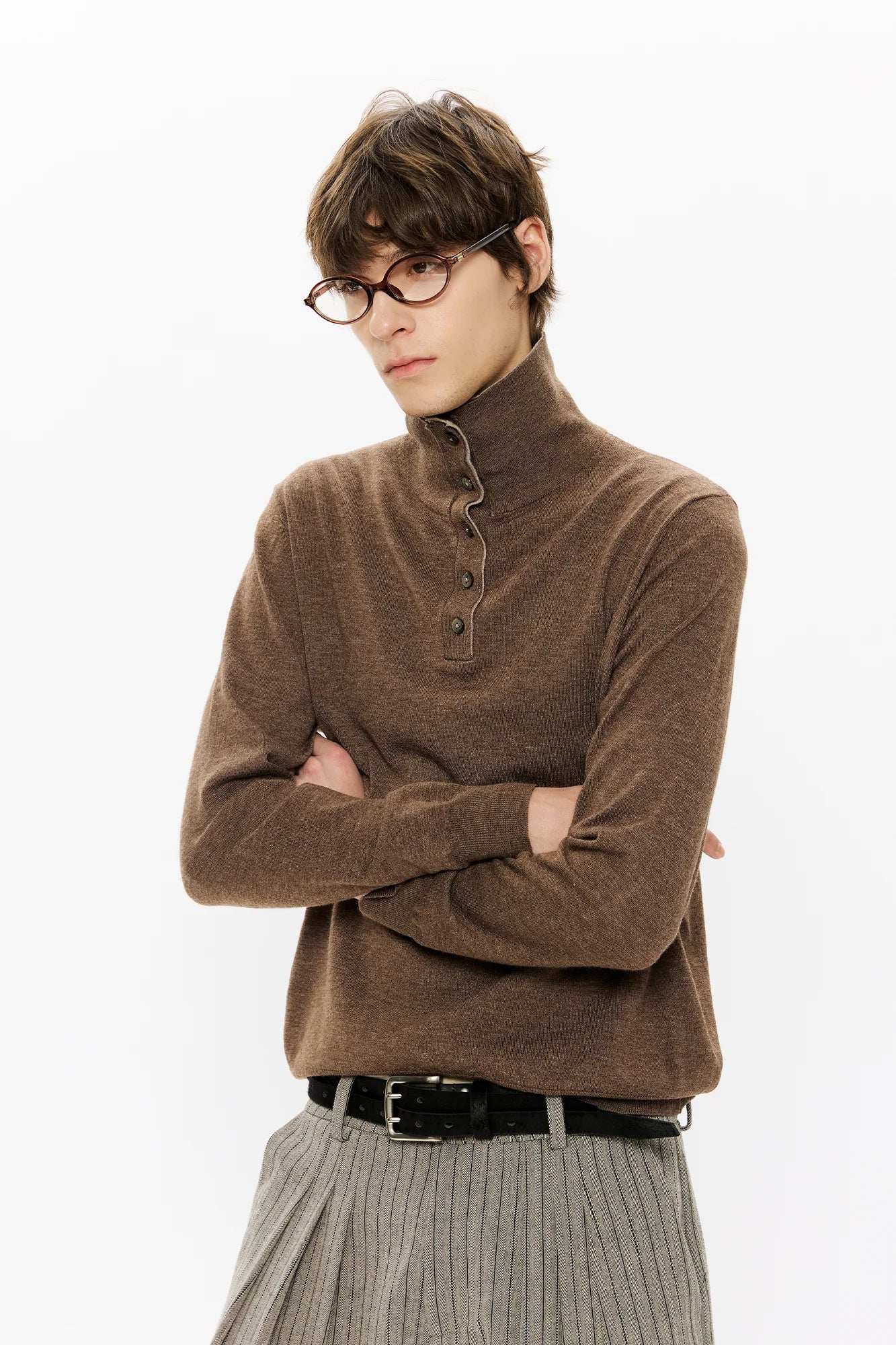 KREATE Double-Collar Wool-Blend Knit Polo
