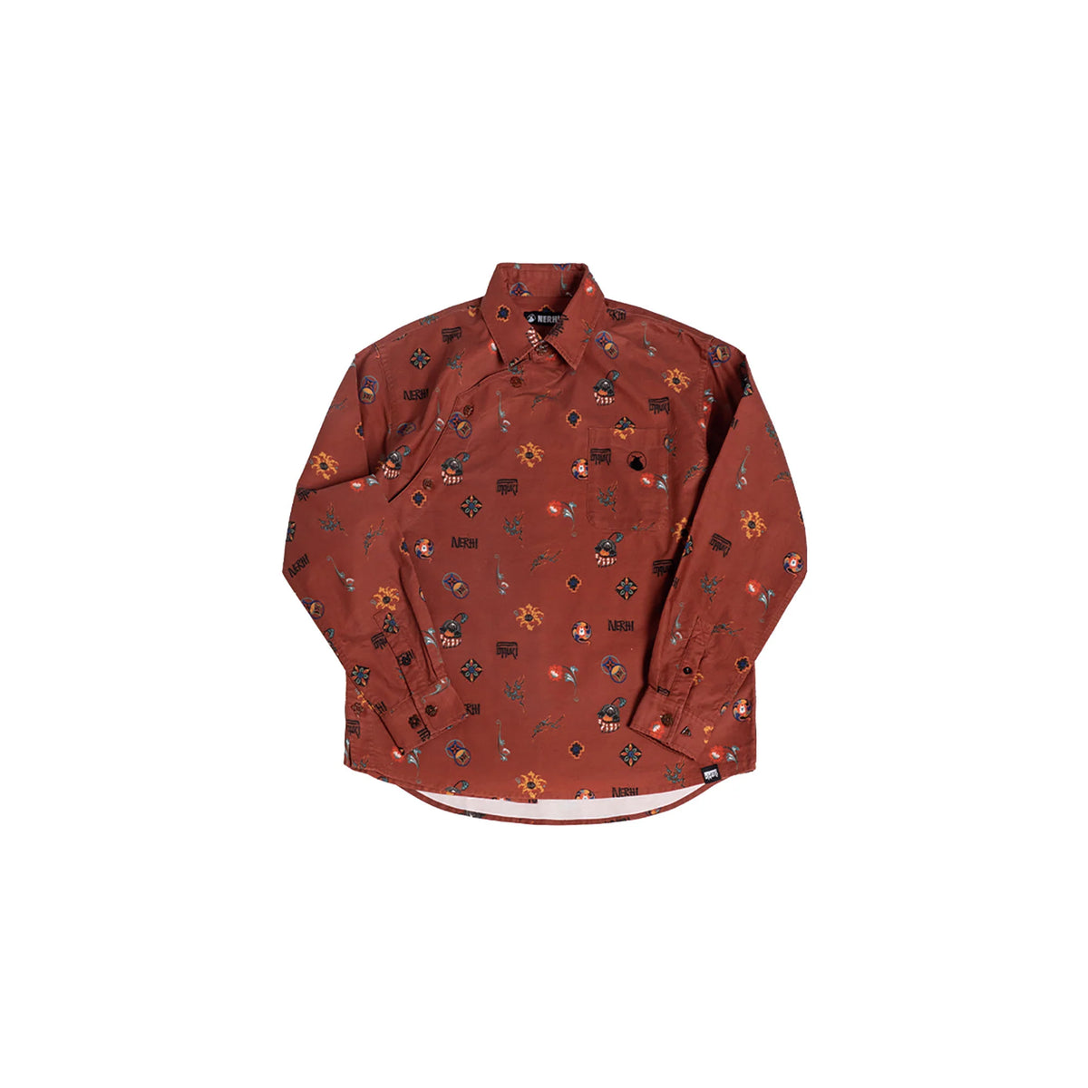 NERHI Asym Tribal Totem Full-Print Shirt