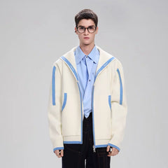 TIWILLTANG Contrast-Trim Sailor-Collar Jacket