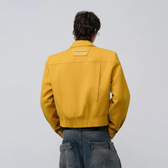FACEONLAB Cropped Harrington Zip Jacket Yellow