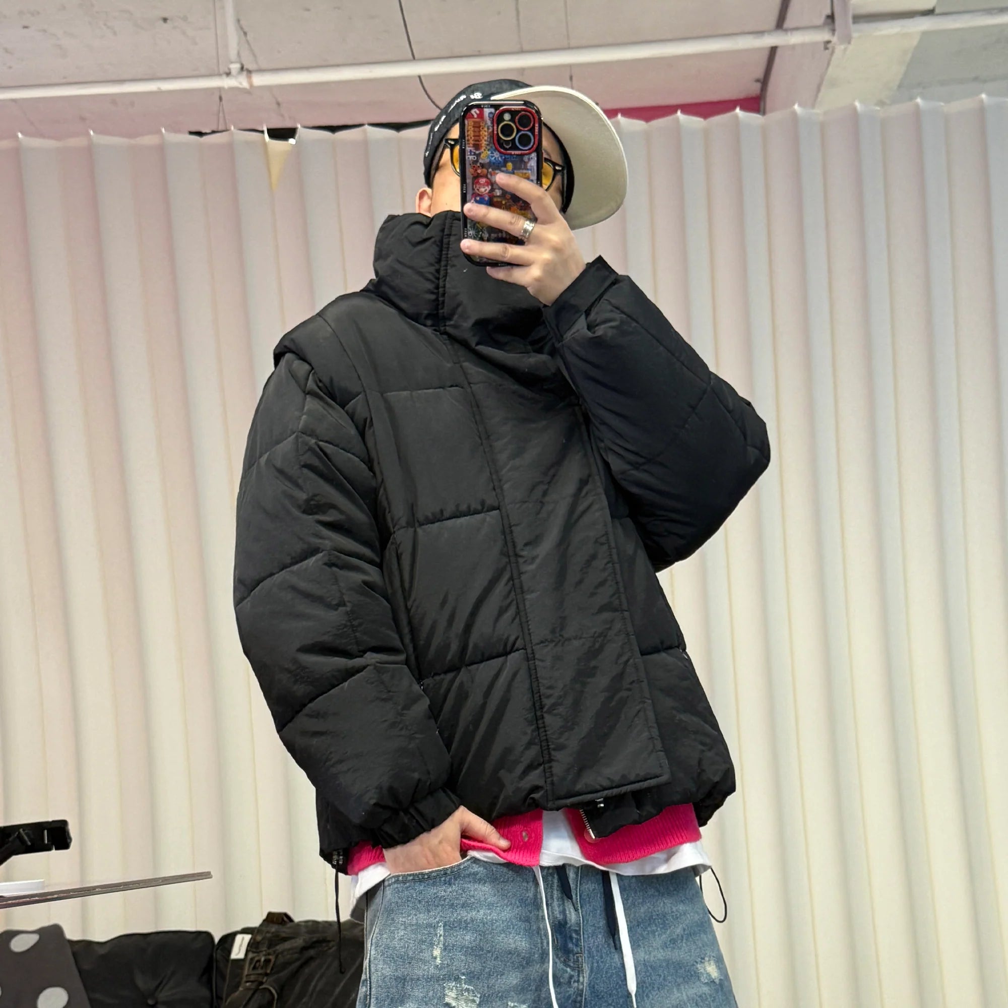 ME DA IGUAL Detachable Sleeve Stand-Collar Quilted Jacket