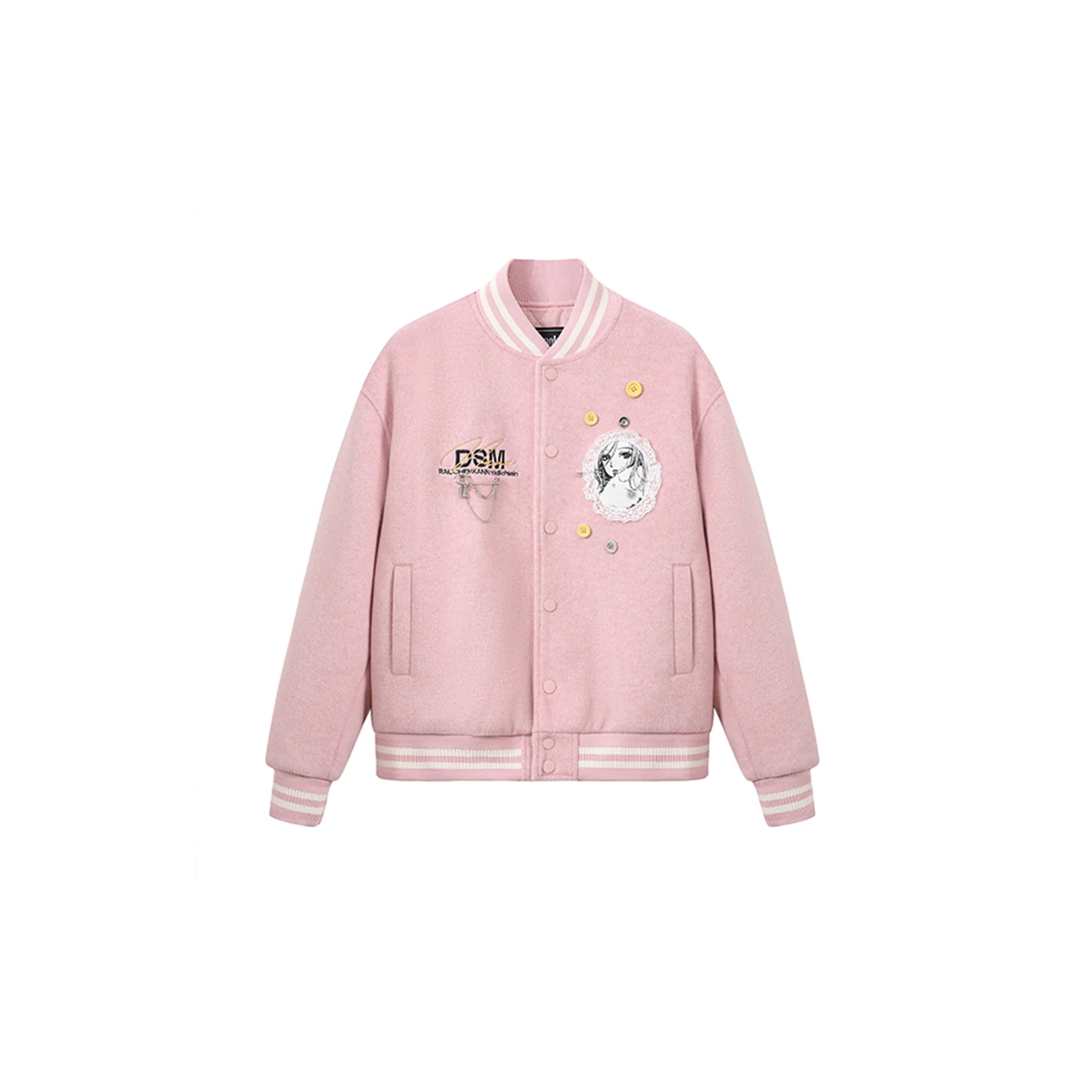 DONSMOKE Embellished Manga Patch Varsity Jacket