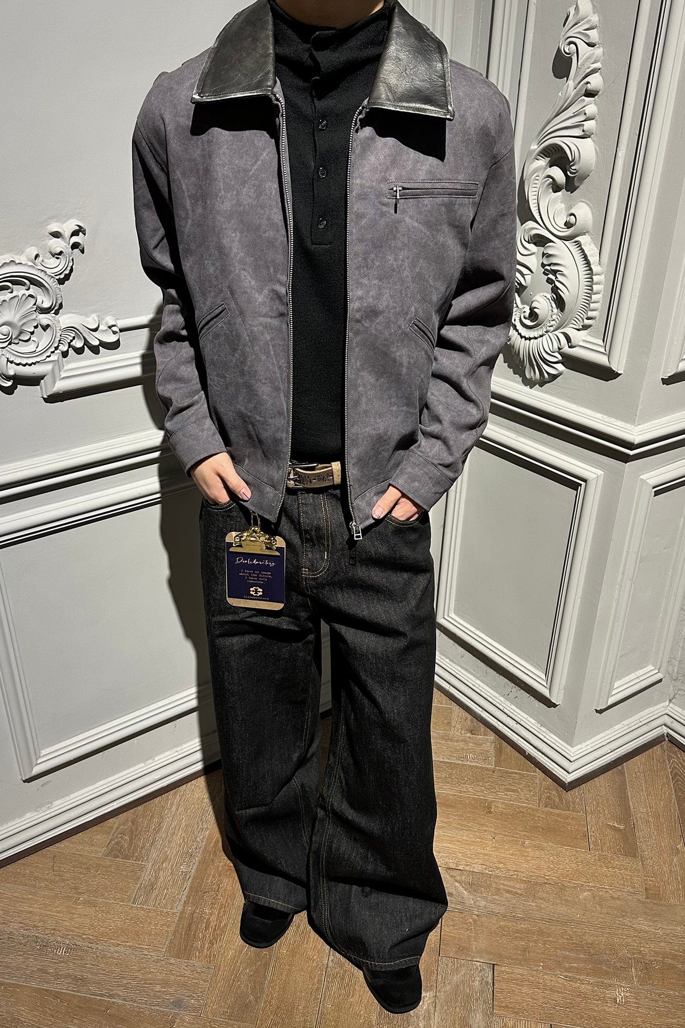OKAYTHXBYE Essential Contrast Collar Washed Jacket
