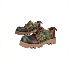 REWRITE Jacquard Floral Patina Leather Derby Shoes
