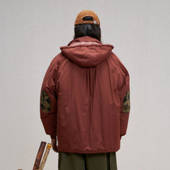 UNLIMITED MOTE Patchwork-Elbow Padded Utility Parka