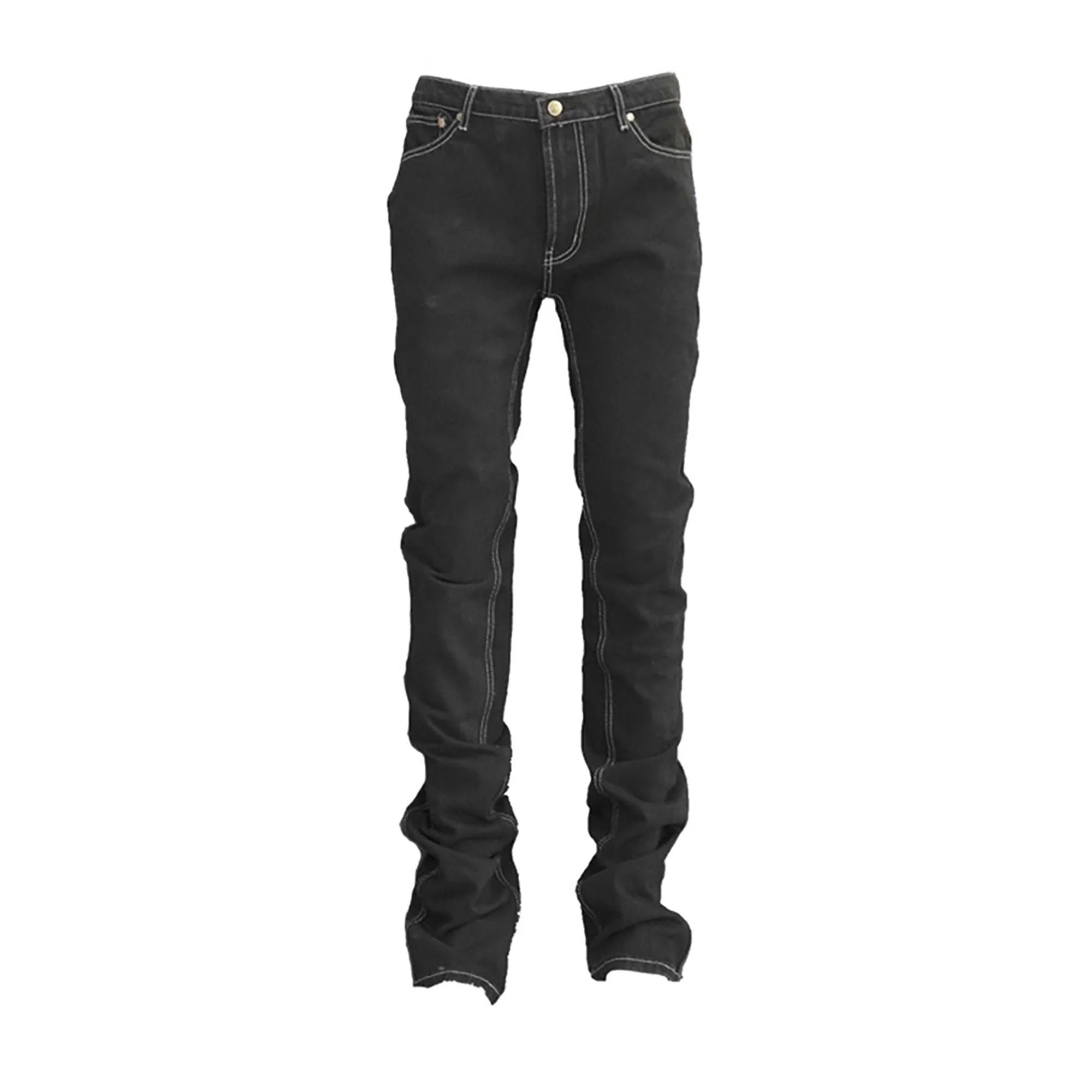 VINKID Embroidered Contrast Stitch Stacked Skinny Jeans