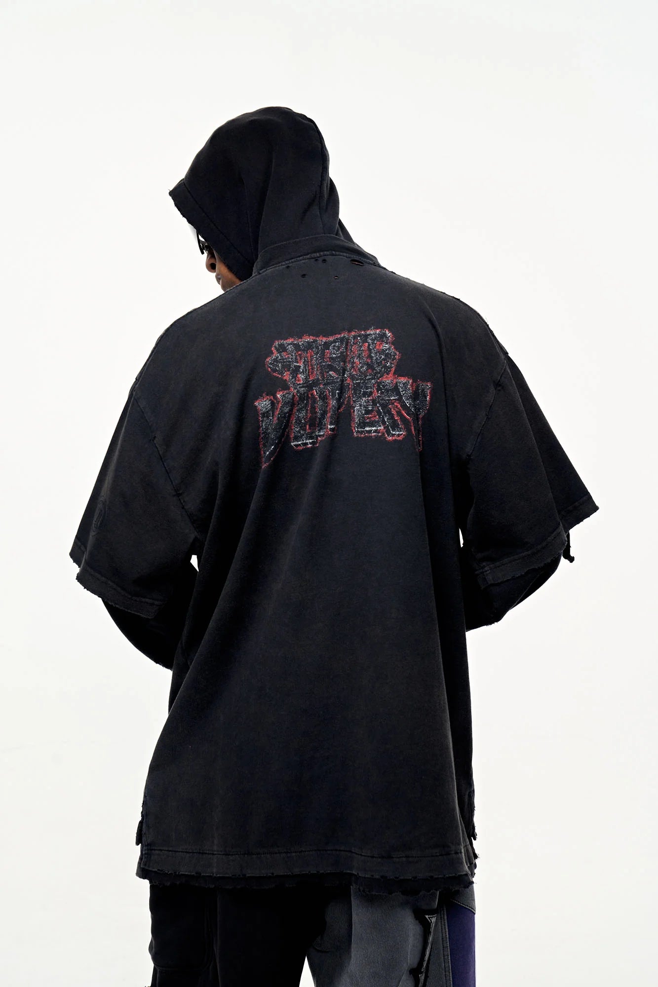 ULIPERY Distressed Faux Layered Hoodie