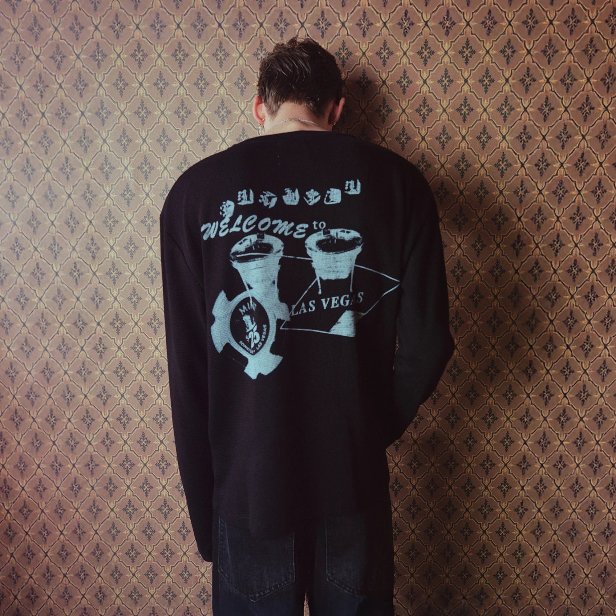 RICHILL Retro Vegas Waffle Henley Long-Sleeve Tee