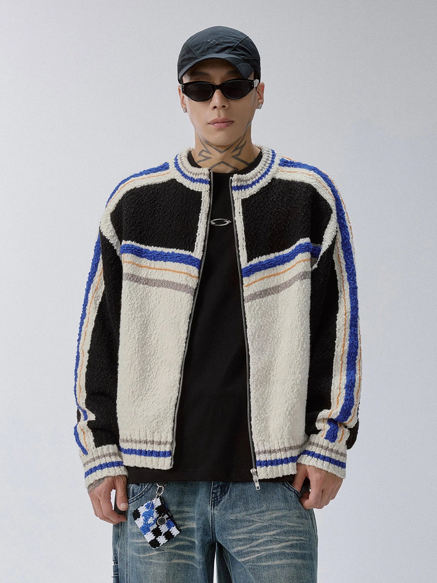 F2CE Contrast Panel Boxy Cardigan