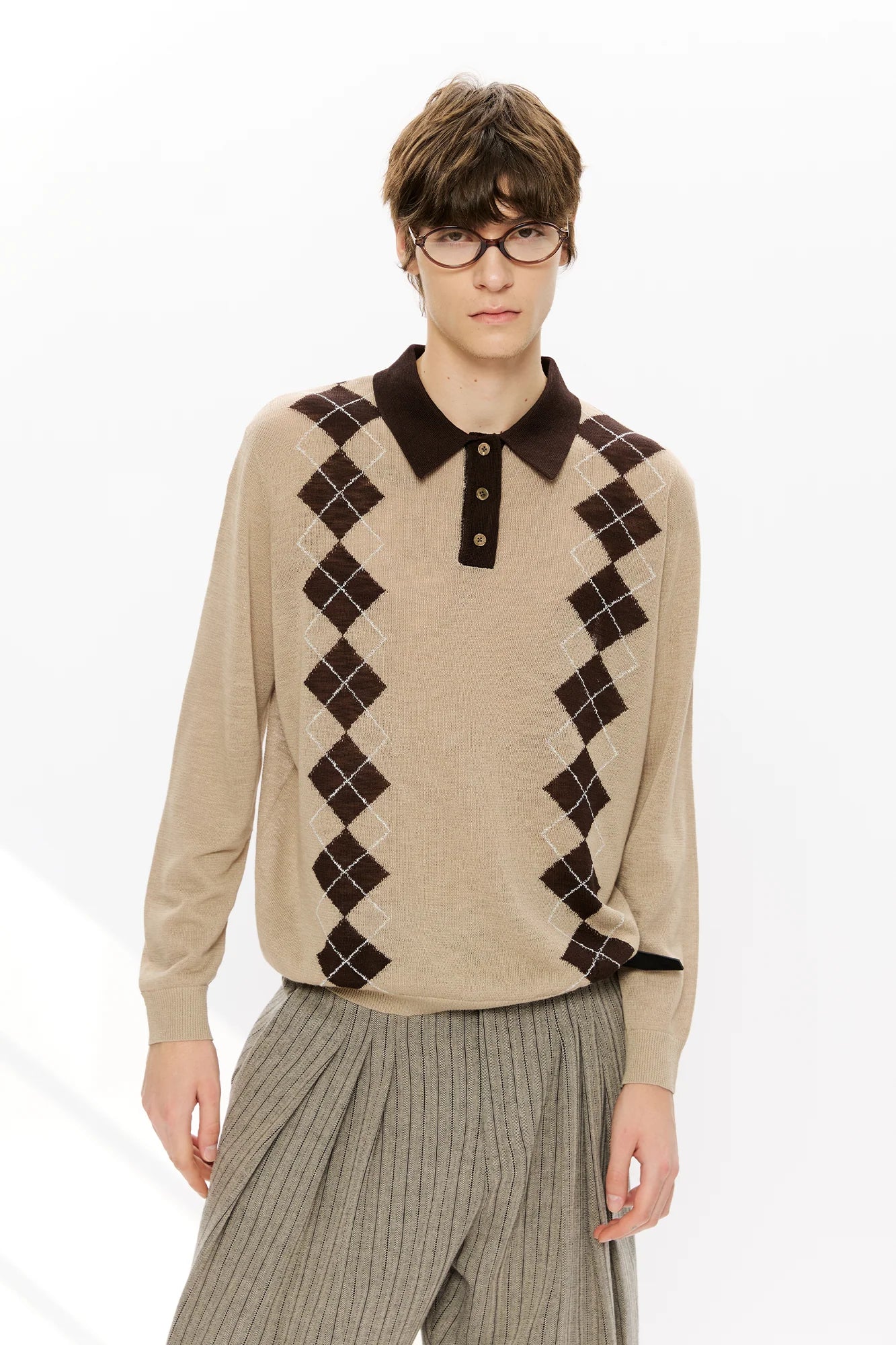KREATE Retro Argyle Polo Sweater