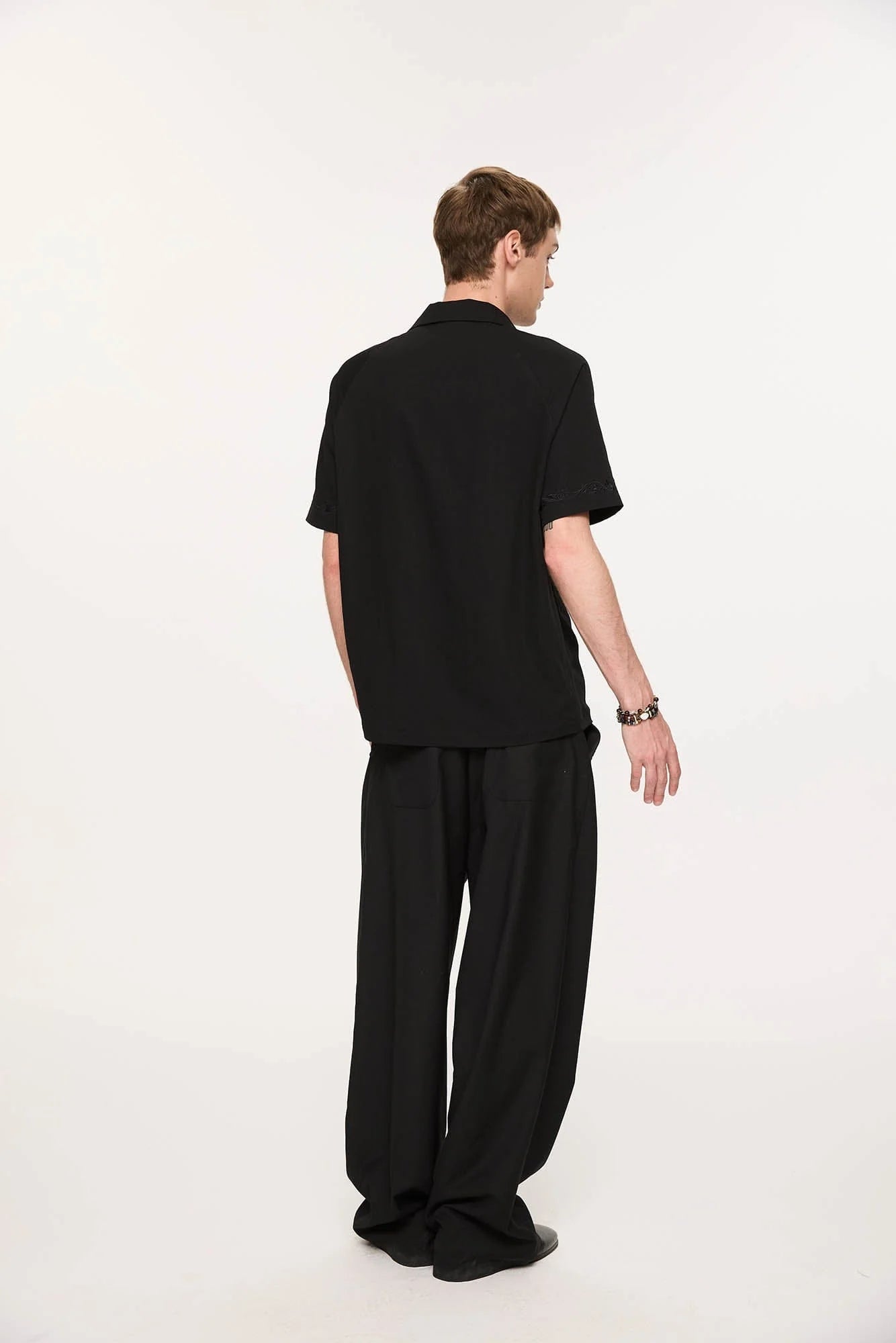 KREATE Rose Embroidered Pleated Straight-Leg Trousers