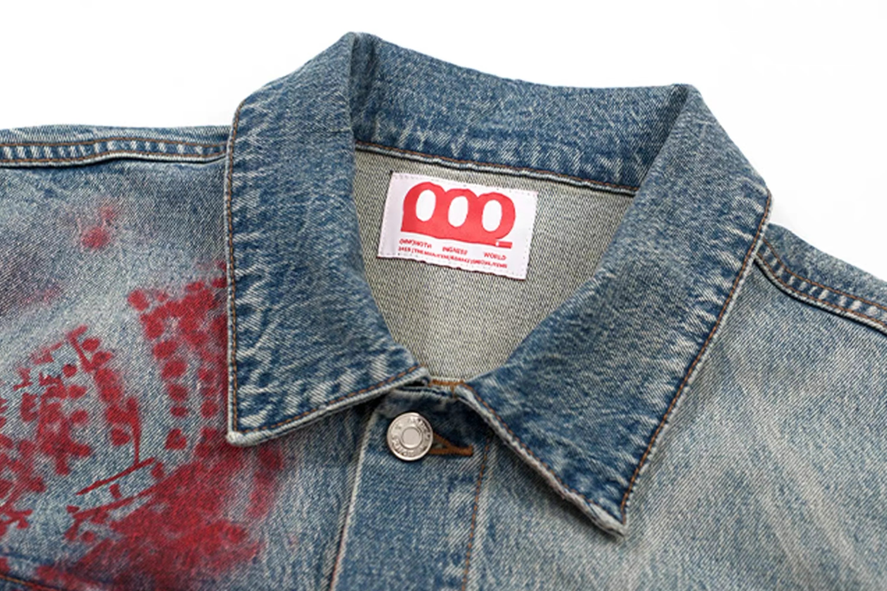 NOTHINGNESS WORLD Washed Multi-Print Denim Jacket