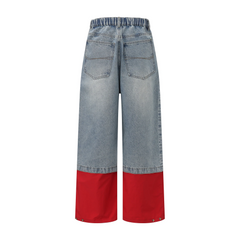 VANN VALRENCE Contrast Panel LOGO Patch Washed Jeans