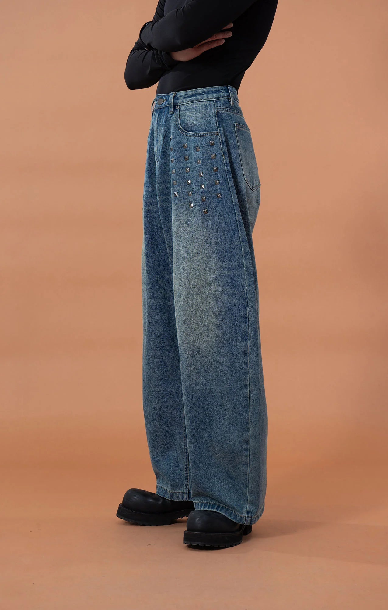 CLP Washed Studded Barrel Jeans
