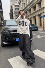 STEEPC Grommet Snap-Fly Flared Raw Jeans