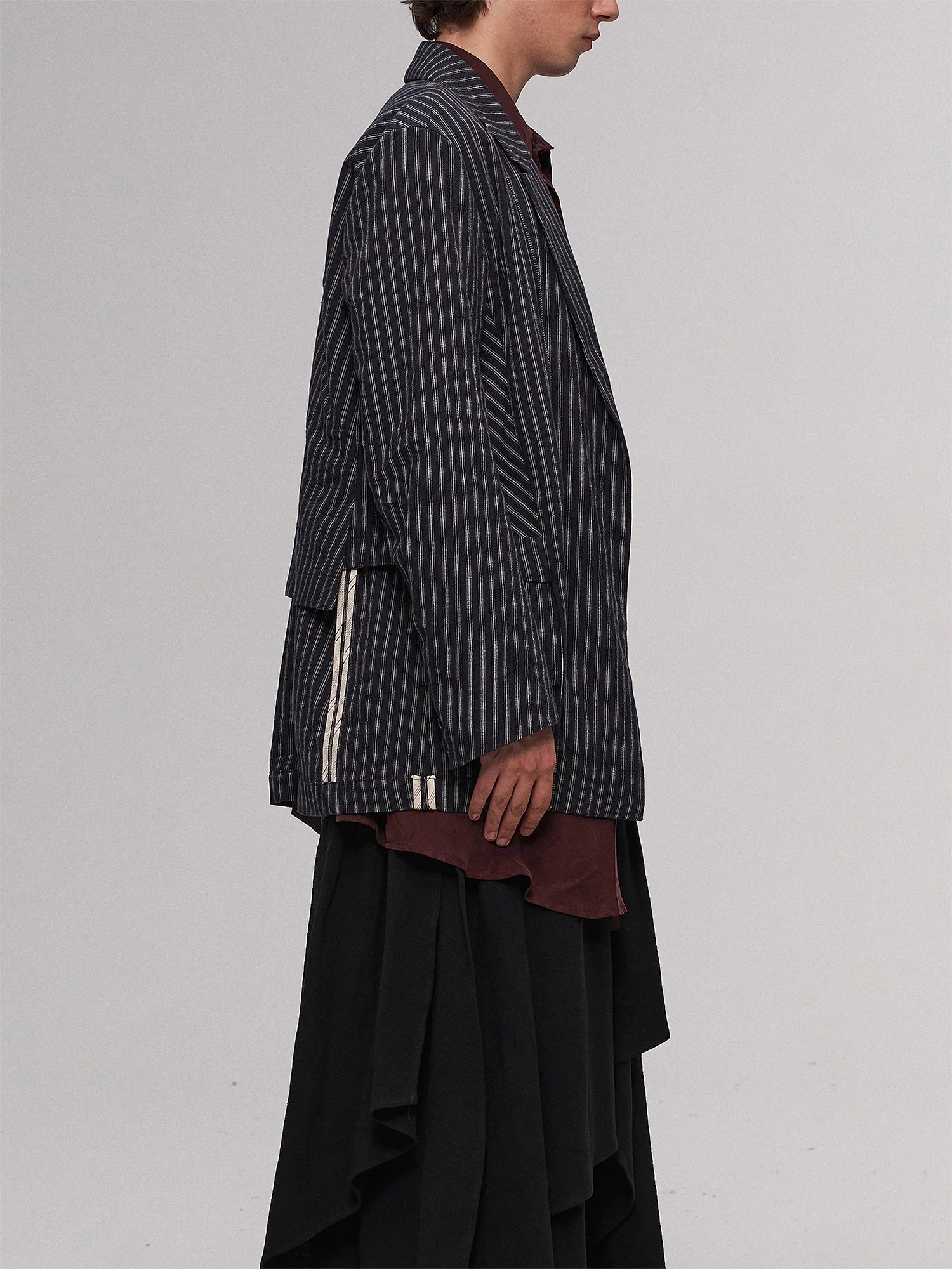 ILNya Nieternite Nifutur Deconstructed Stripe Panel Layered Jacket