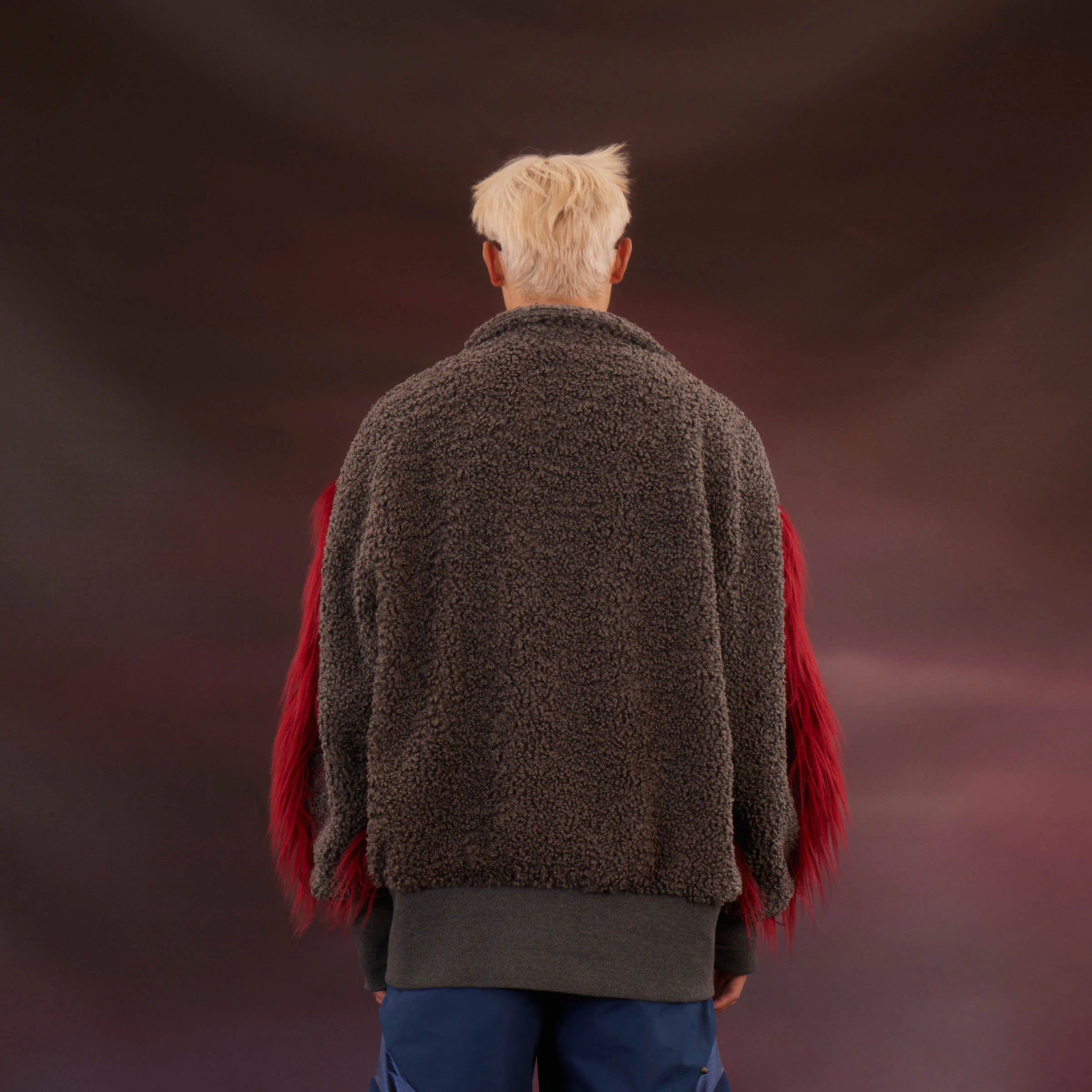 KADAKADA Faux Fur Spliced Oversized Fleece Jacket