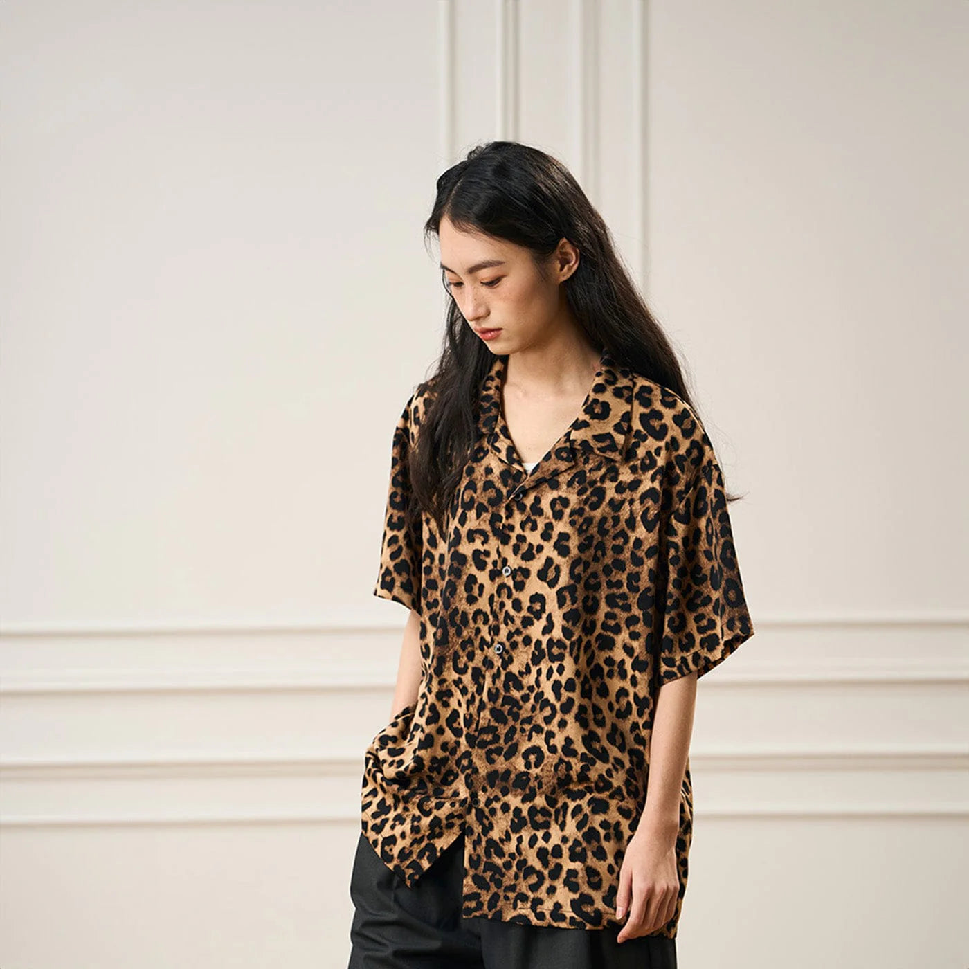 EPIC POETRY Leopard Cuban Half Shirt