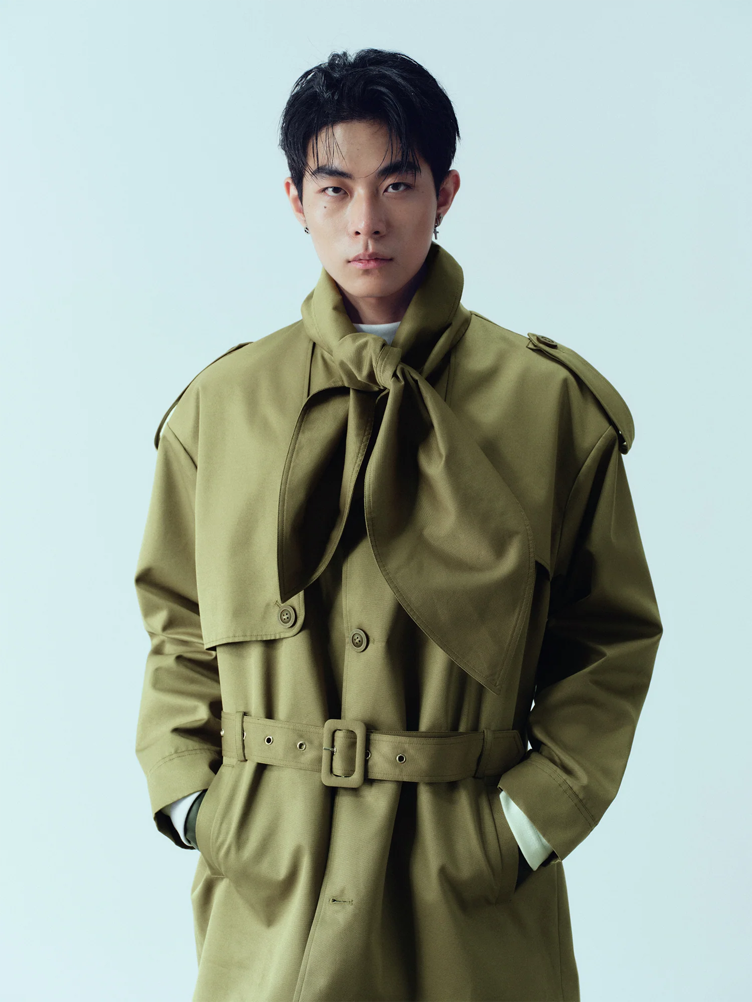 KADAKADA Scarf-Tie Waterproof Belted Trench