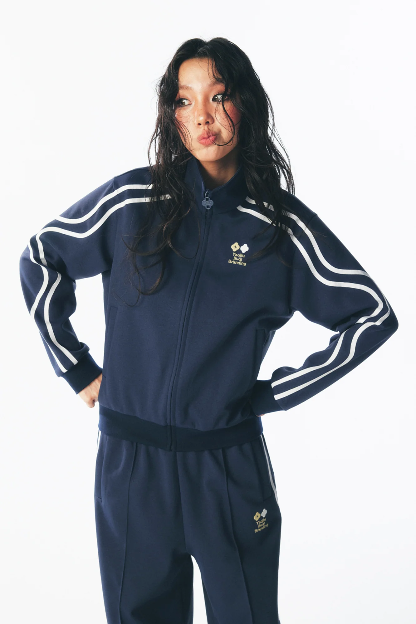1997 POSTOFFICE Contrast Curved-Stripe Quick-Dry Track Jacket