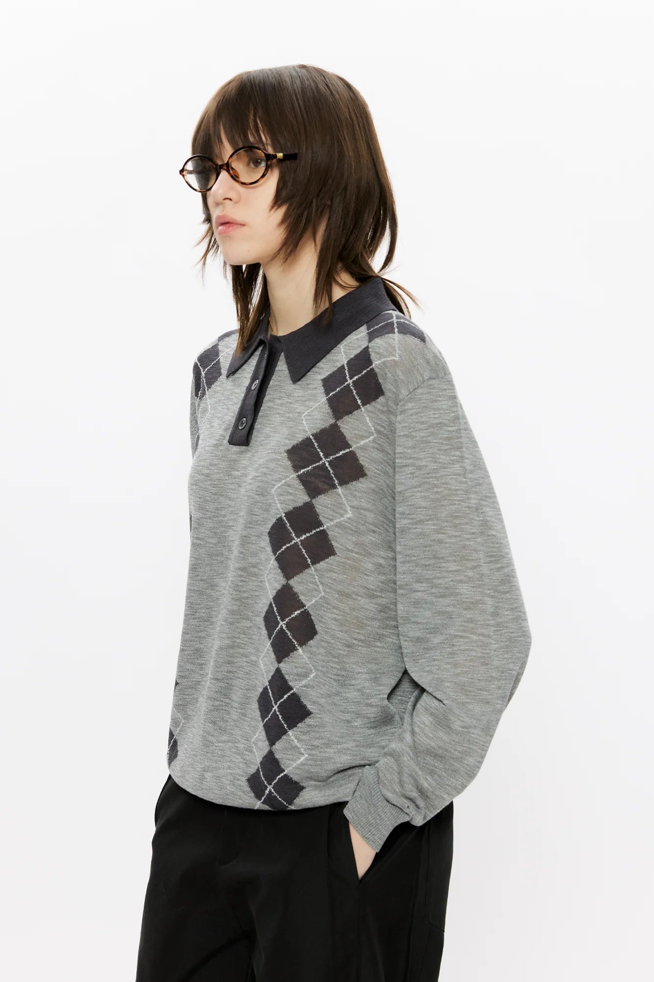 KREATE Retro Argyle Polo Sweater