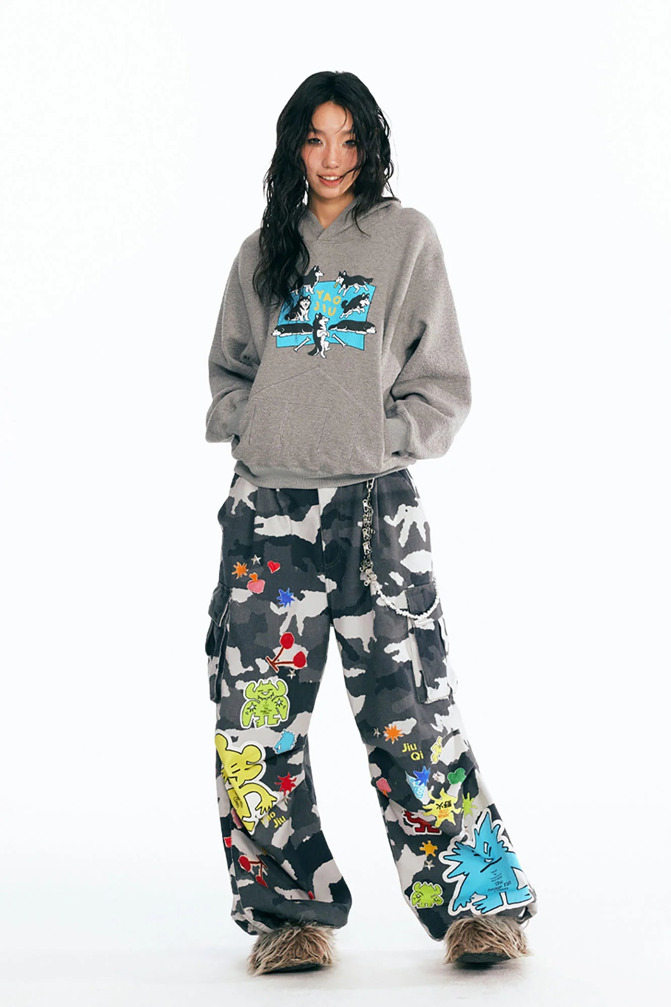 1997 POSTOFFICE Puppy Paradise Graphic Oversized Hoodie