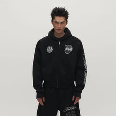SAVAGEGROWTHWORLD No.05 True Villain Patch Zip-Up Hoodie