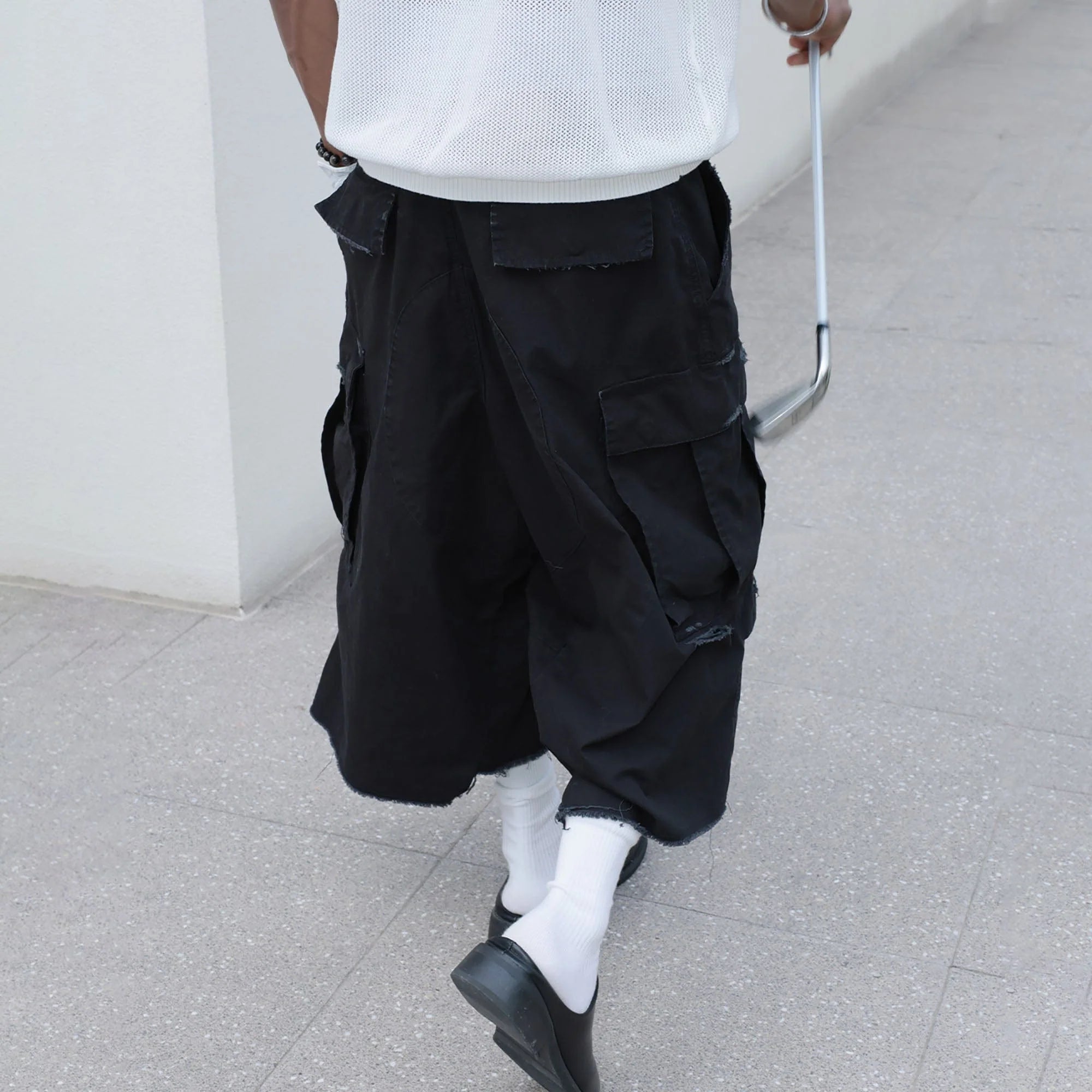 STEEPC Ripped Multi-Pocket Spliced Shorts