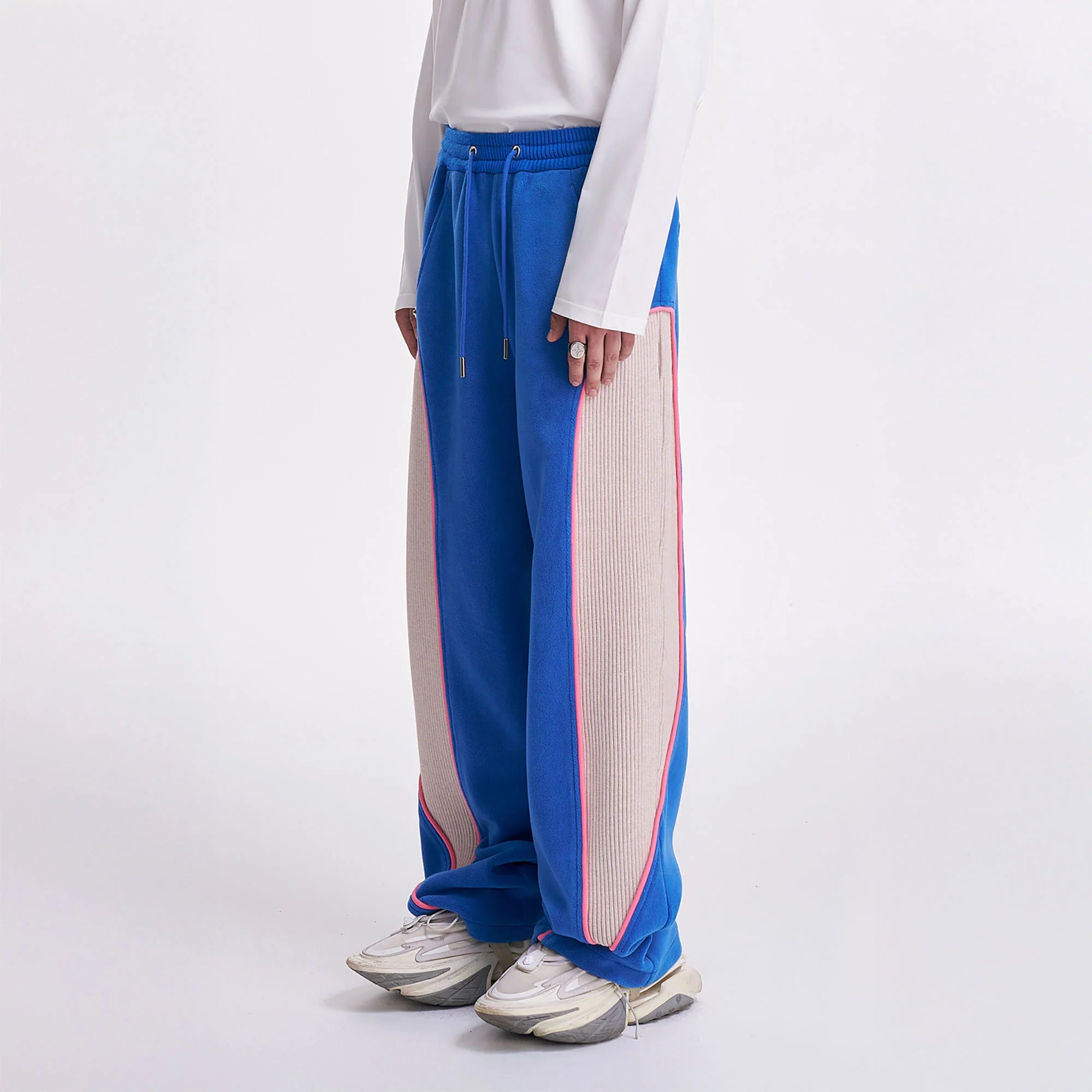 TIWILLTANG Ribbed Contrast Panel Oversized Sweatpants