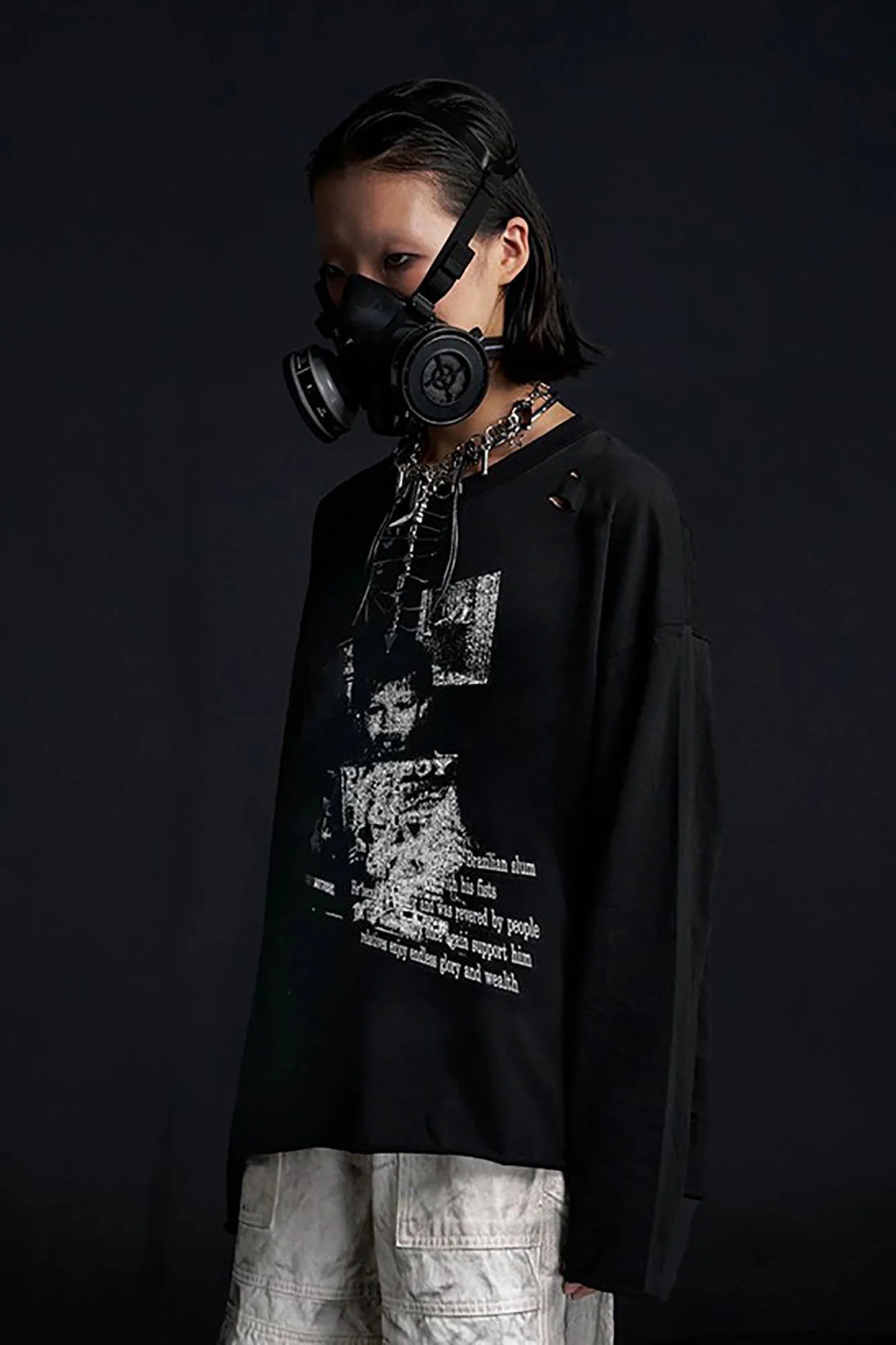 RECOVER ZONE Distressed Graphic Long Sleeve Tee