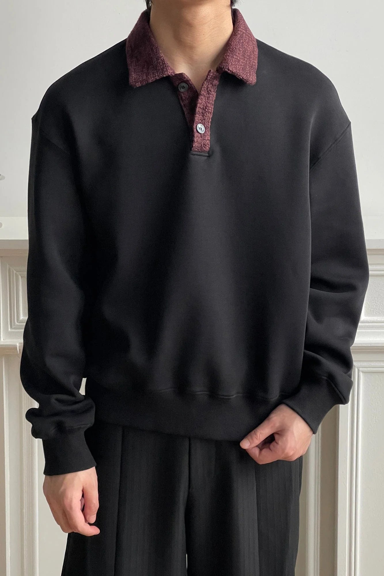 OKAYTHXBYE Flexweave Contrast Collar Sweatshirt