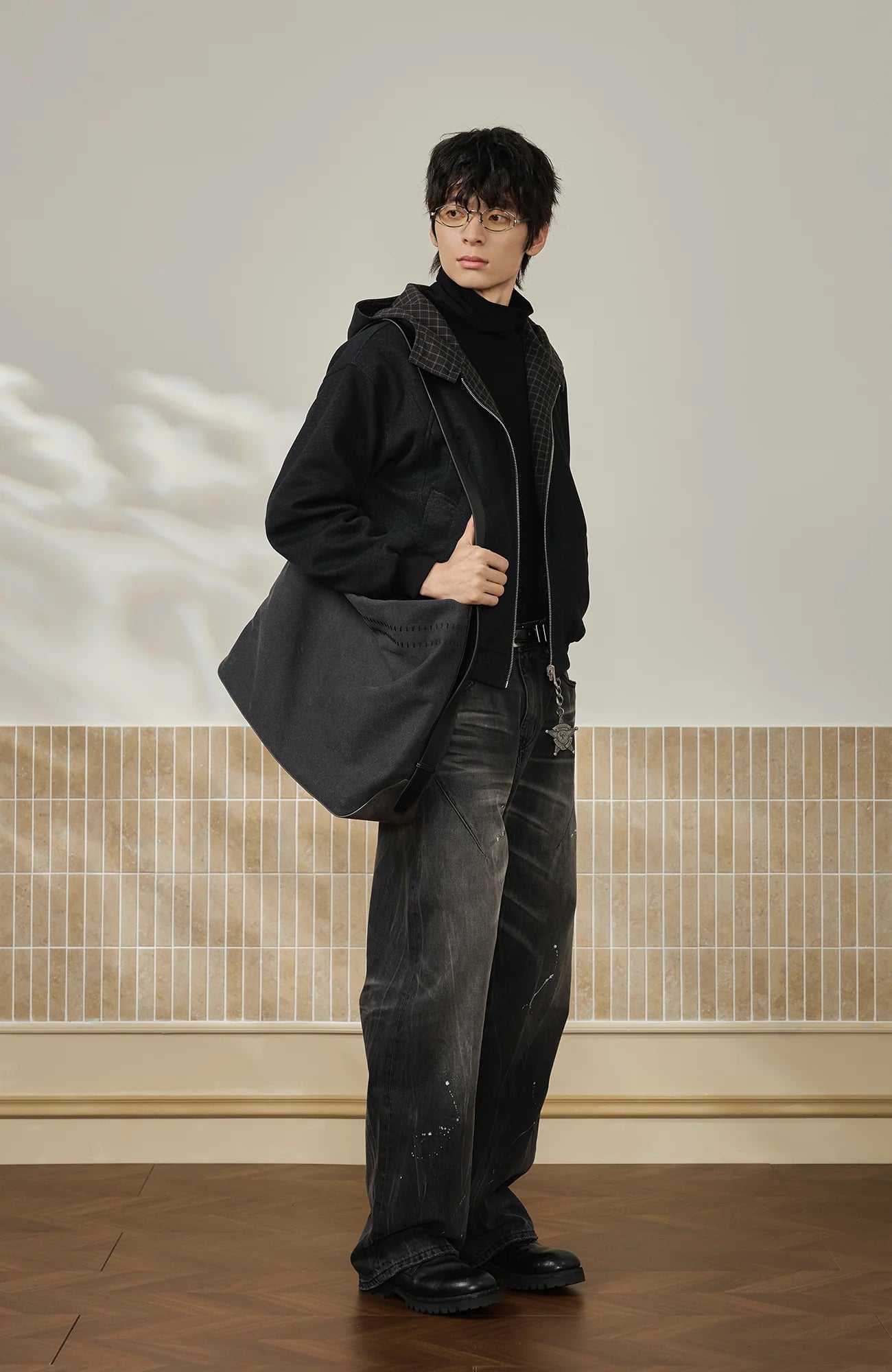 MOITIEDEPETALE Reversible Plaid Liner Hooded Jacket
