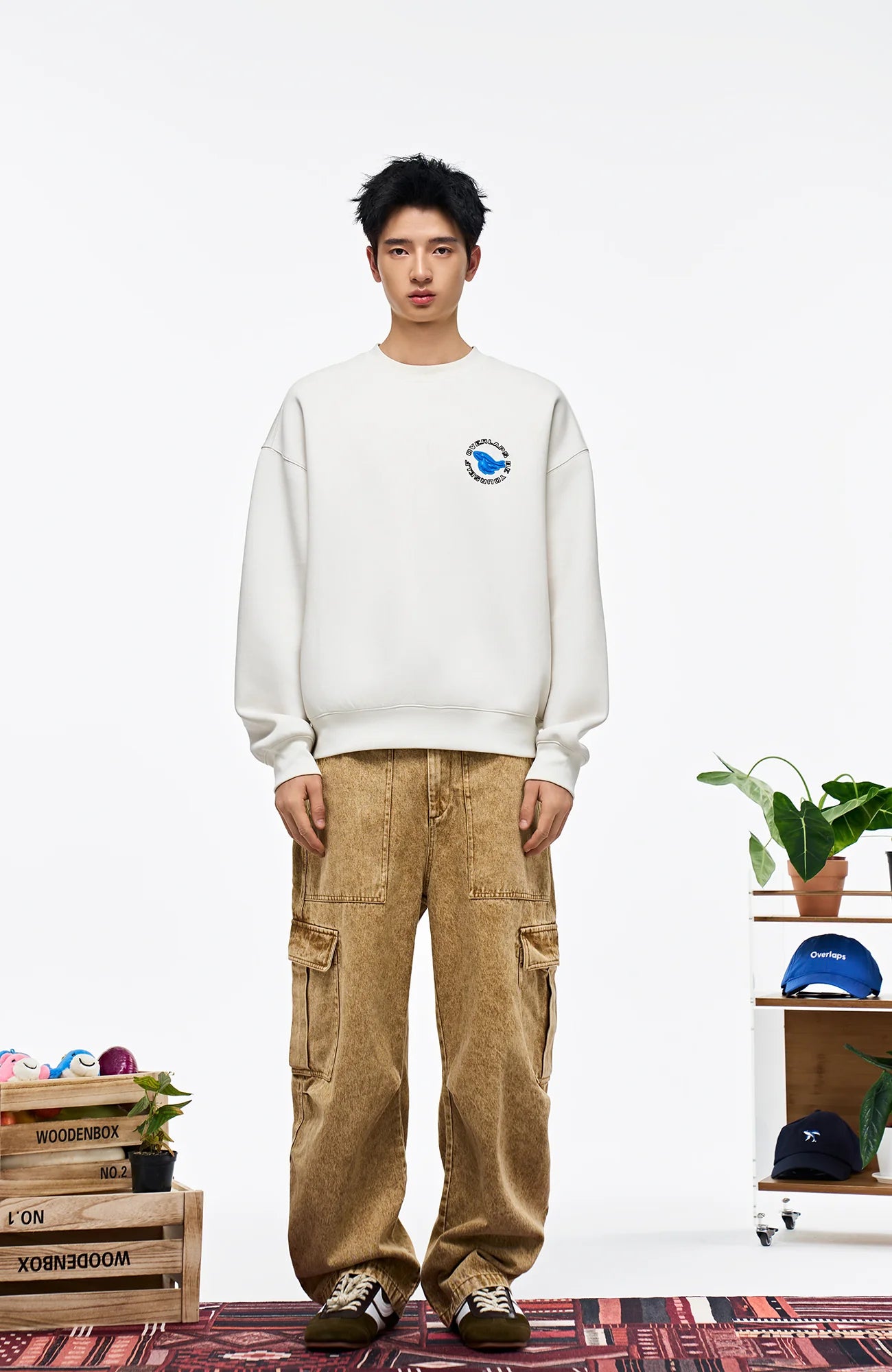 OVERLAPS Washed Utility Cargo Trousers