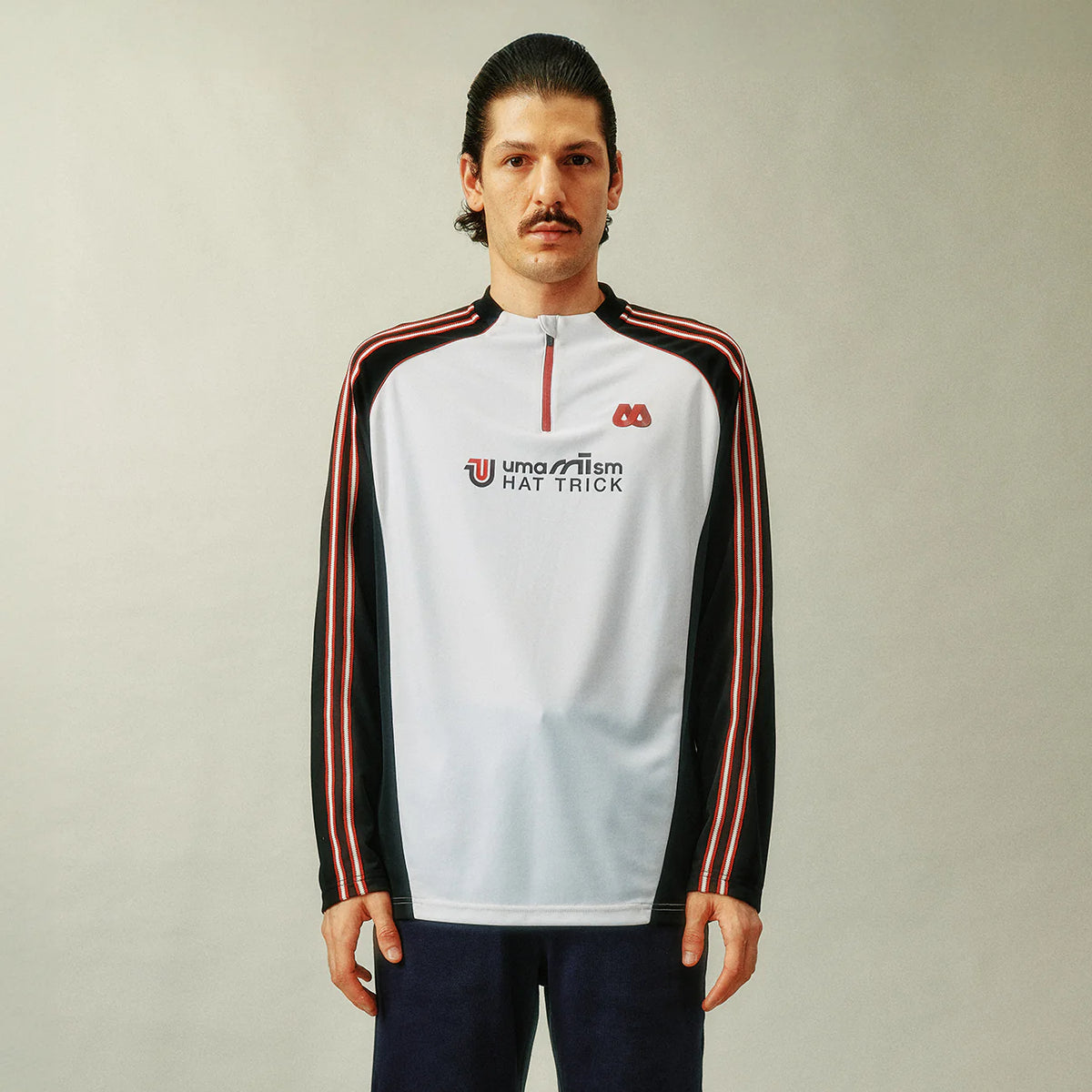 UMAMIISM Quick-Dry Striped Raglan Zip-Up Tee