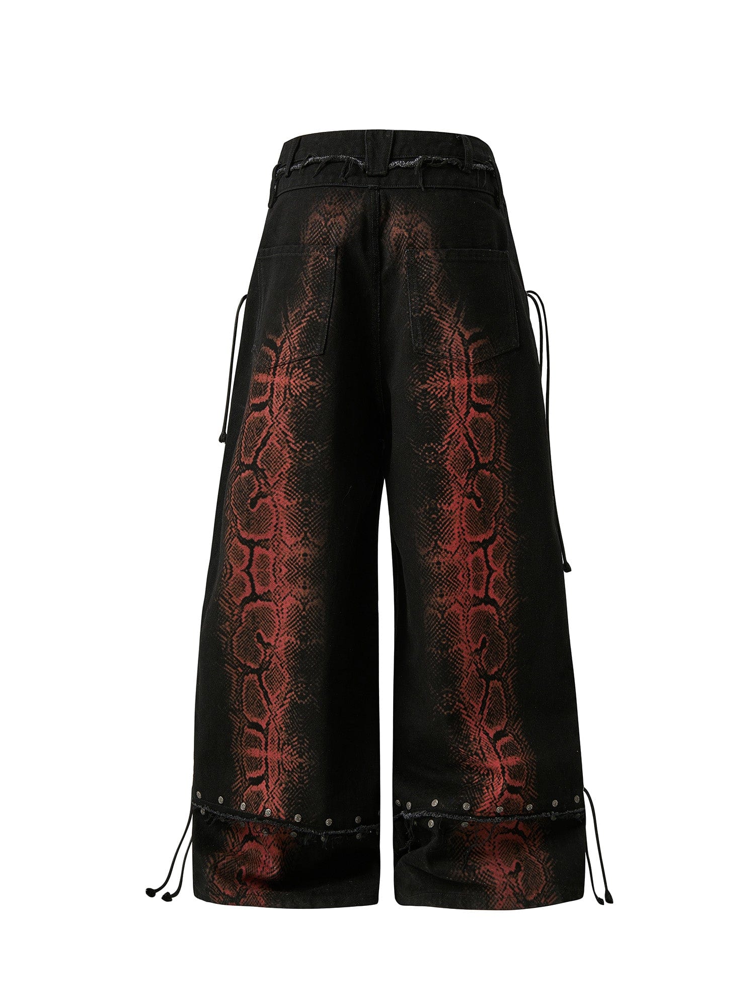 FLYERRER Washed Contrast Snakeskin Drawcord Wide-Leg Jeans