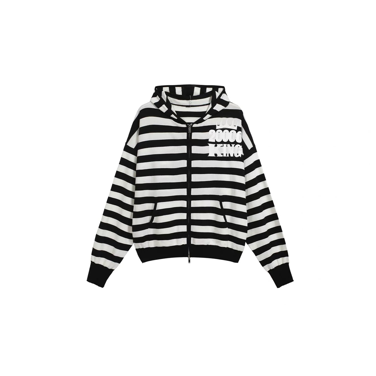 NOTHINGNESS WORLD Pirate Skull Graphic Striped Hoodie Jacket