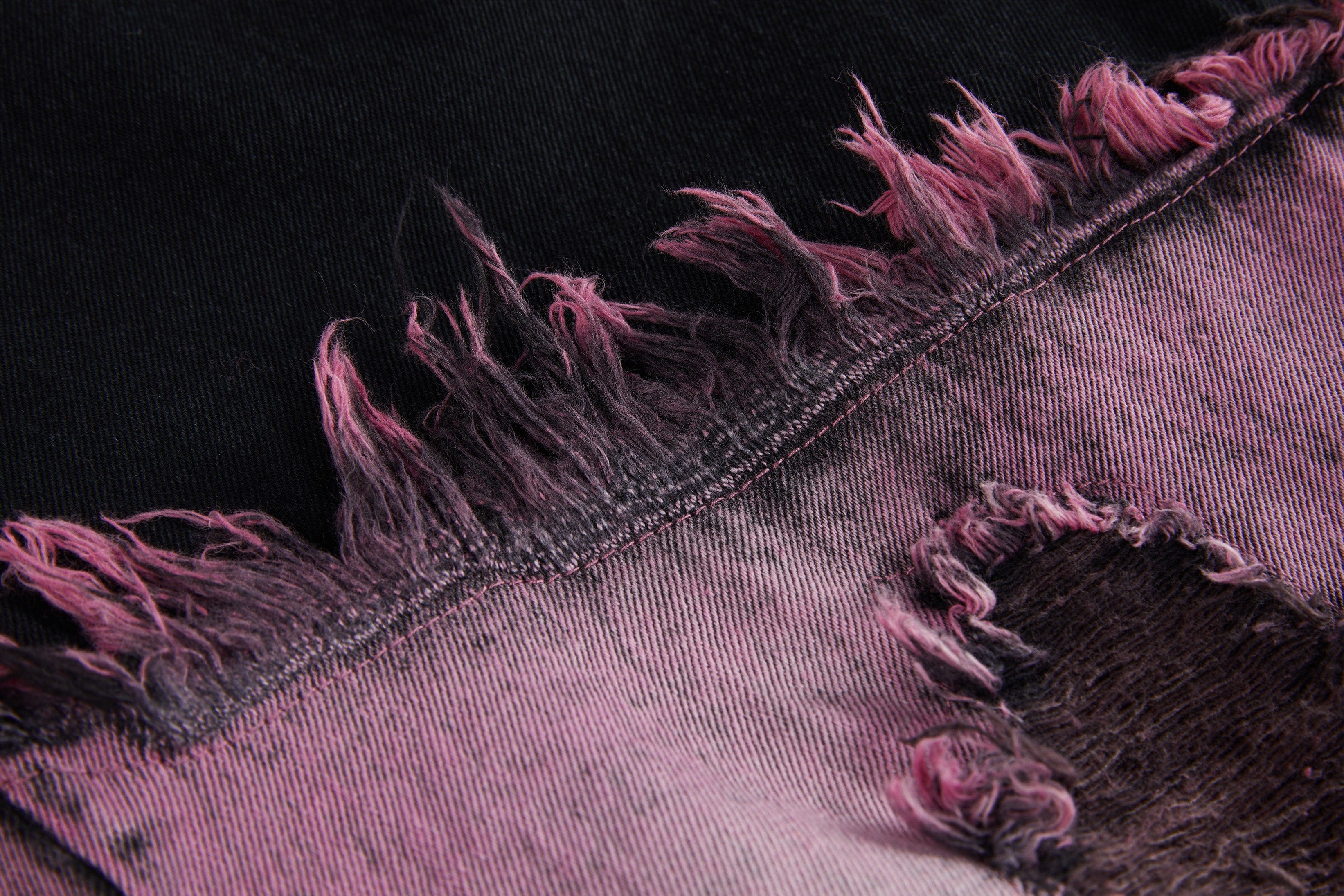 VANN VALRENCE Distressed Panelled Frayed Straight-Leg Jeans