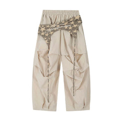 CLP Layered Crinkled Waist-Panel Parachute Pants