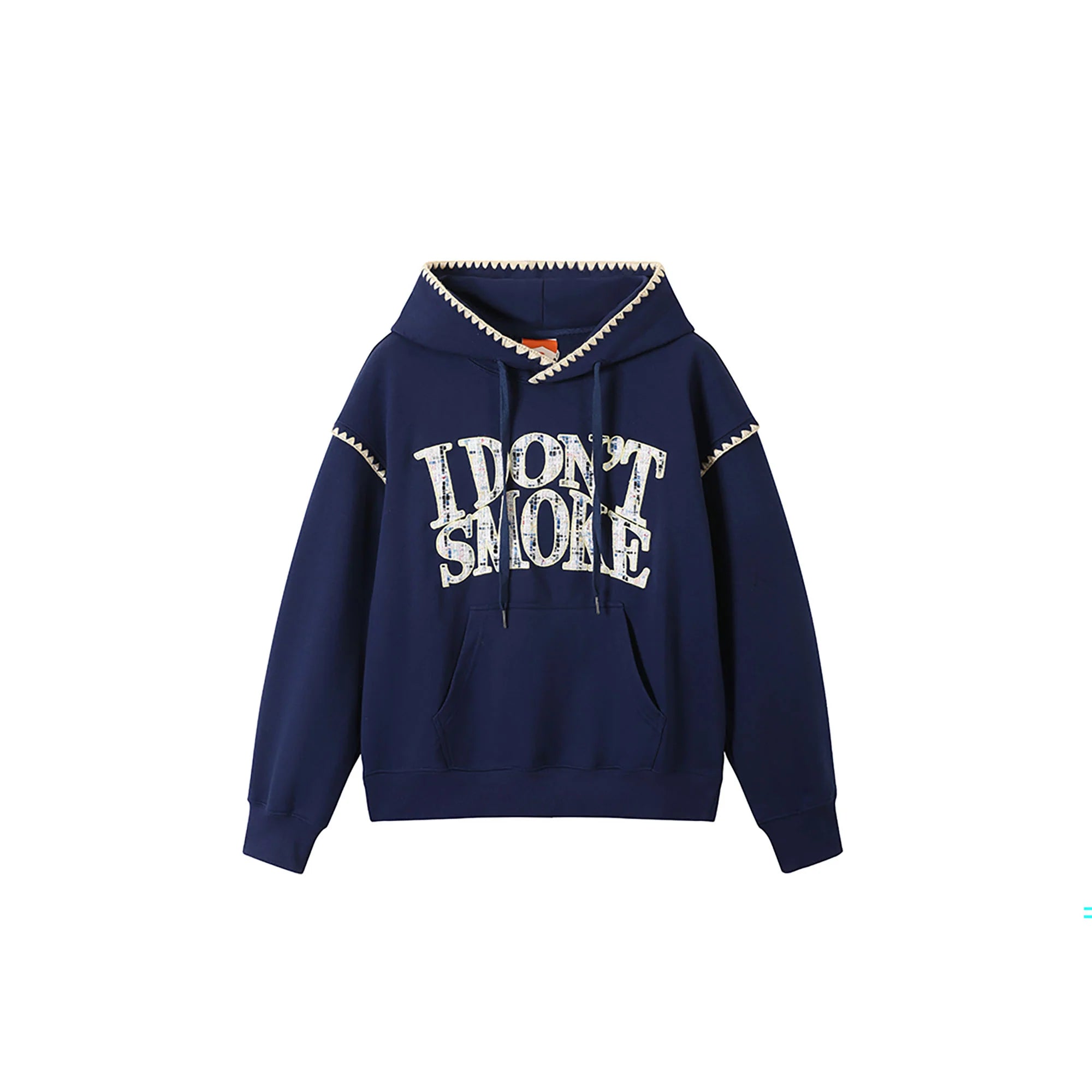 DONSMOKE Retro Embroidered Patch Whipstitch Hoodie