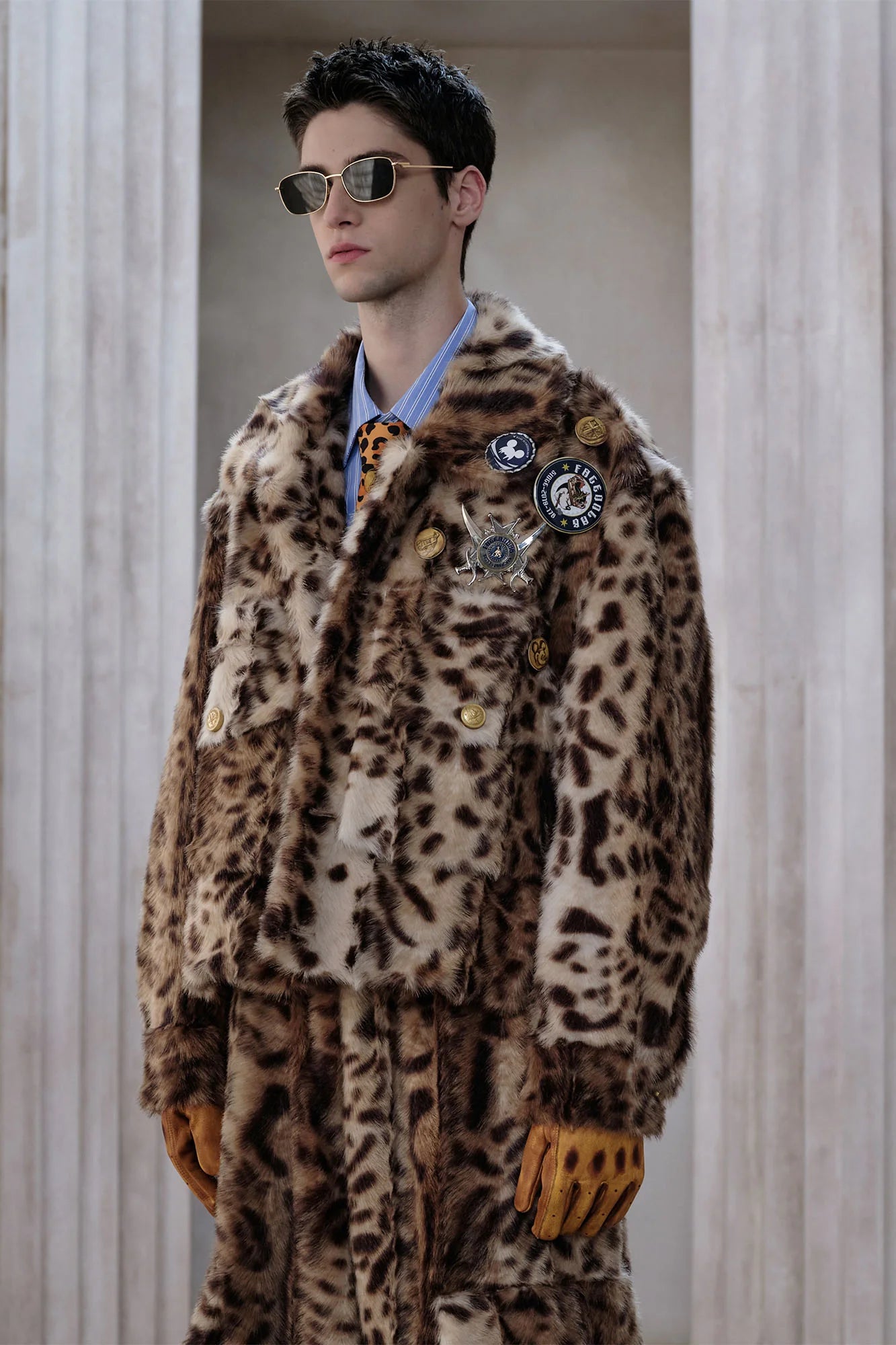 FACEONLAB Leopard Faux Fur Jacket