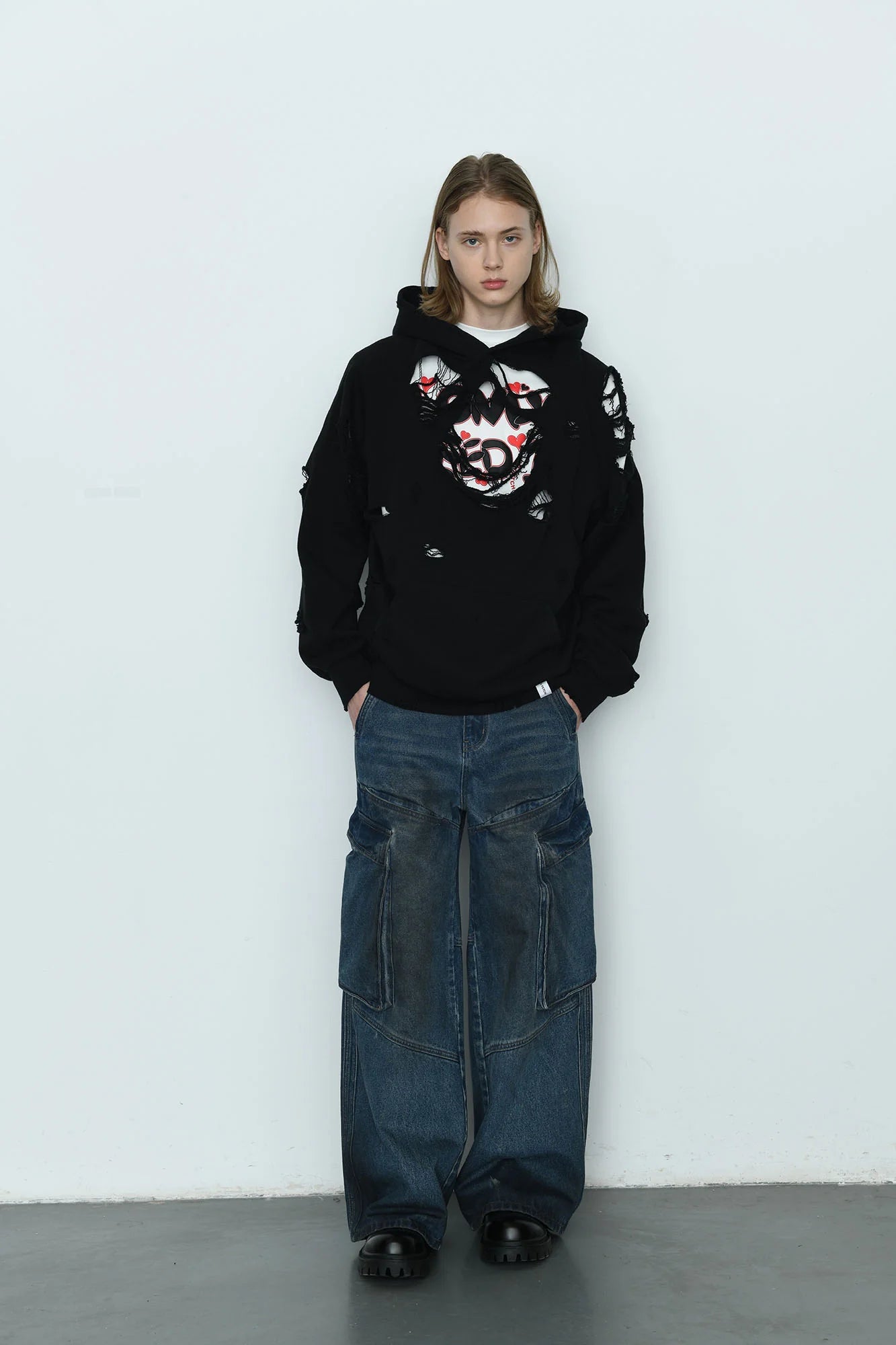 EGOFETCH Ripped Oversized Hoodie