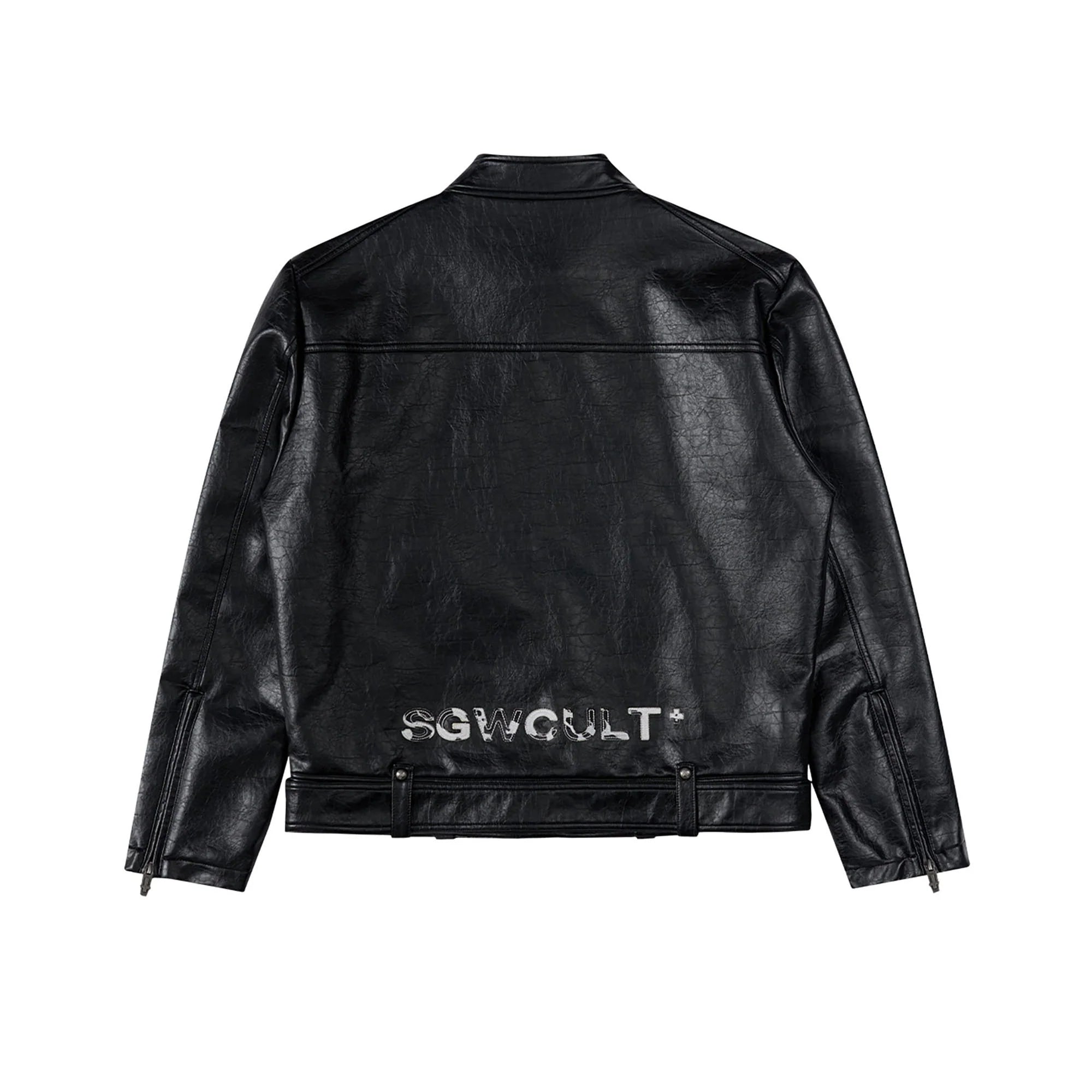 SAVAGEGROWTHWORLD Horse Patch Faux Leather Moto Jacket