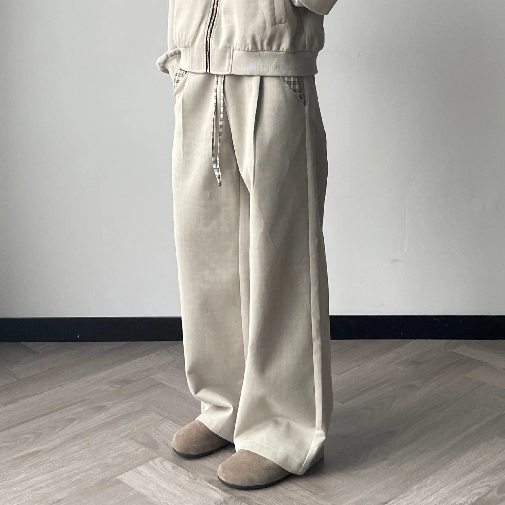 OKAYTHXBYE Plaid Layered Waist Drawstring Sweatpants