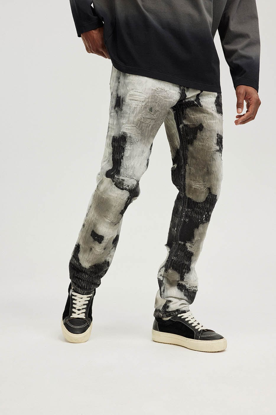 BONELESS Distressed Stitches Jeans