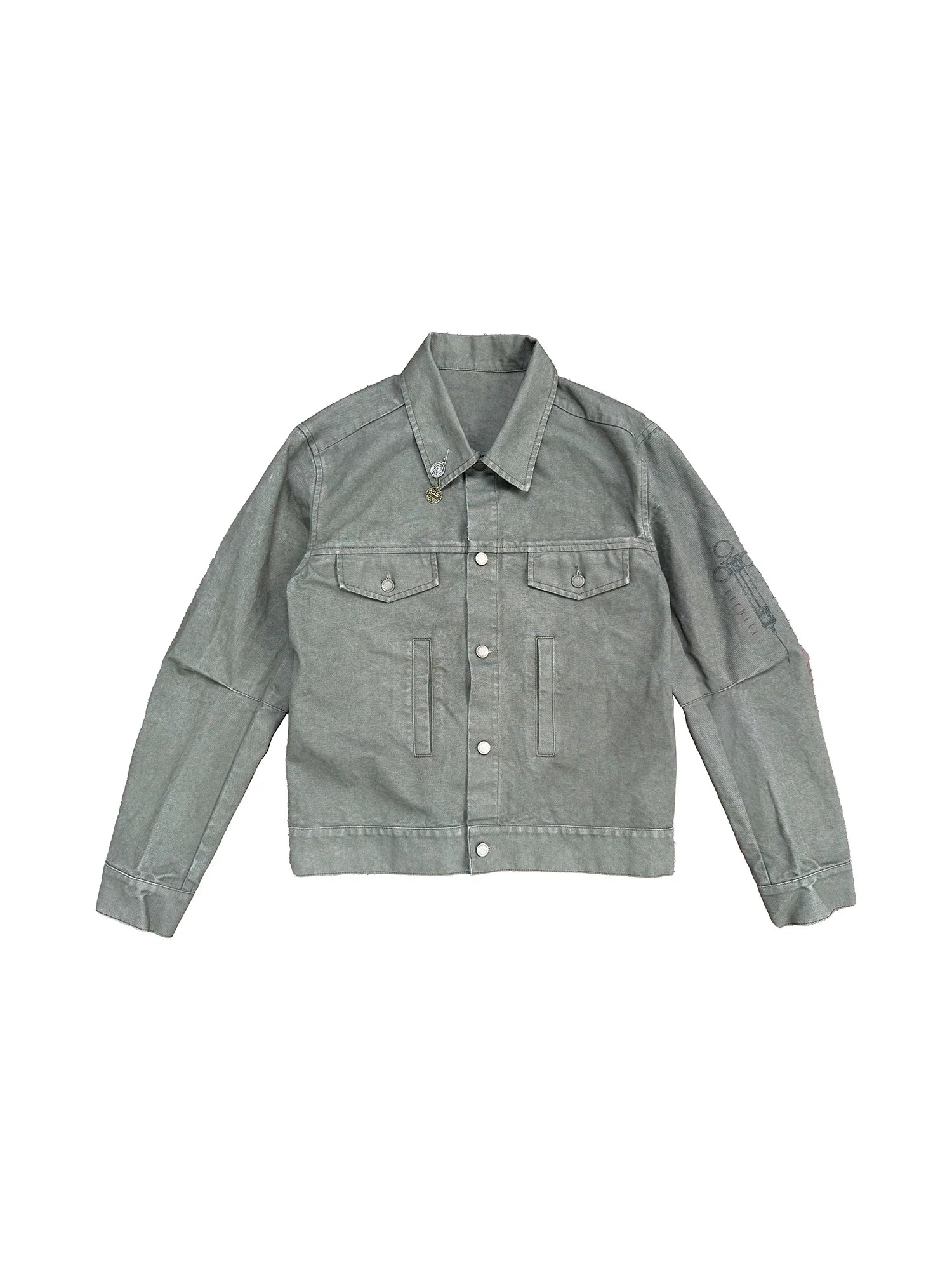 RICHILL Ancient Coin Graphic Curved-Sleeve Canvas Jacket